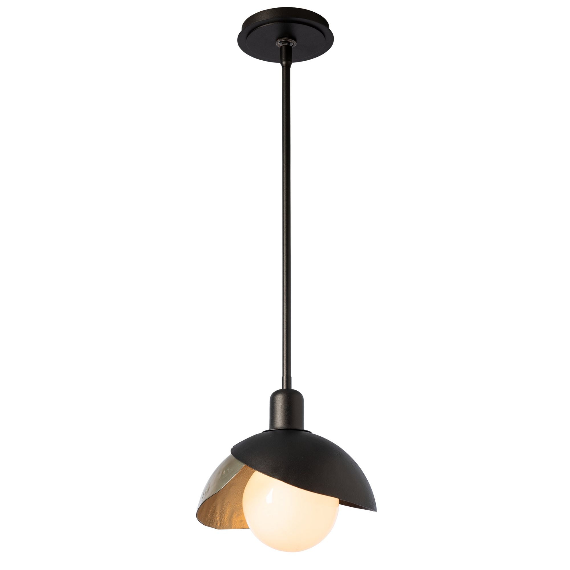 Brooklyn Double Shade Mini Pendant 1-Light Modern Brass Accent in Oil Rubbed Bronze