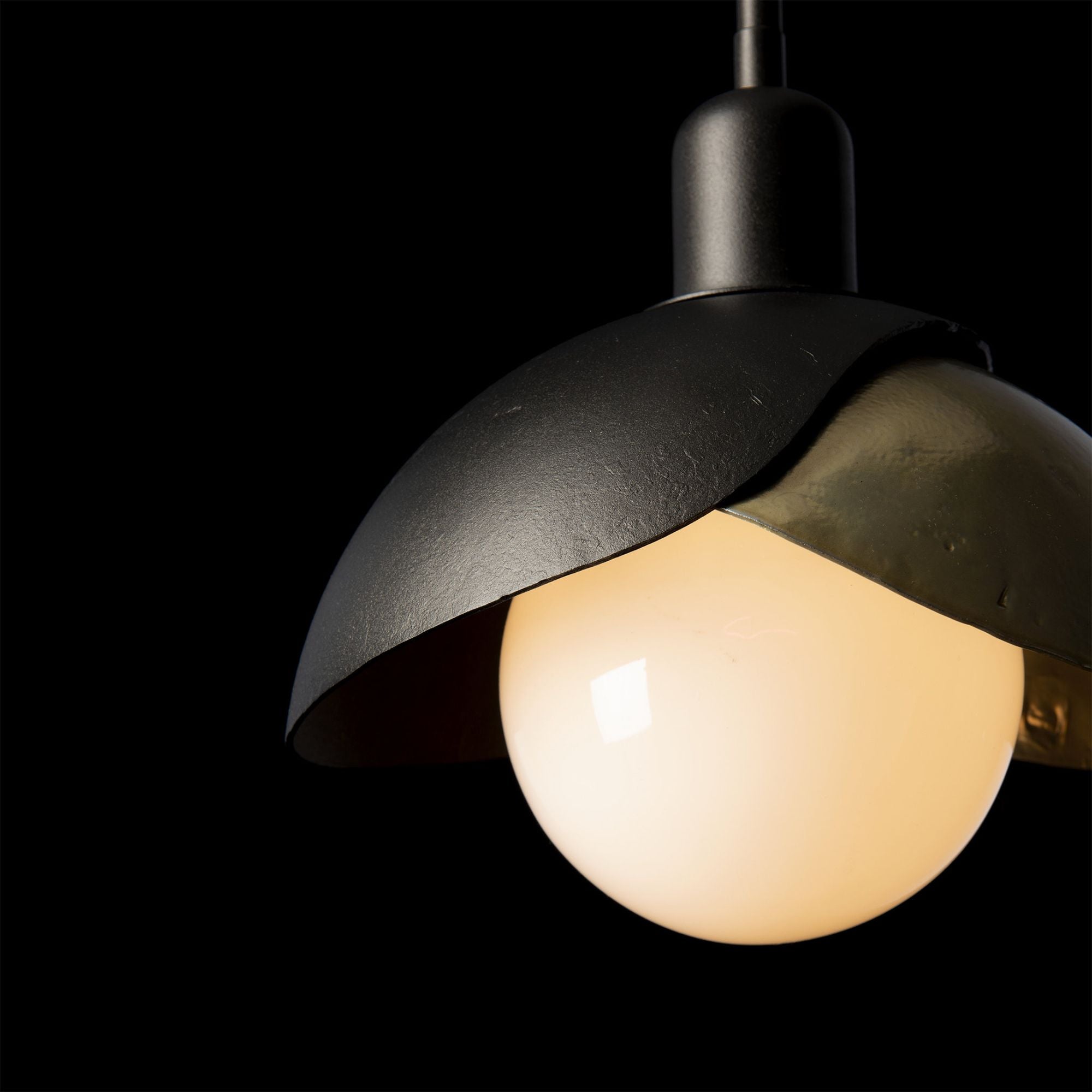 Brooklyn Double Shade Mini Pendant 1-Light Modern Brass Accent in Oil Rubbed Bronze
