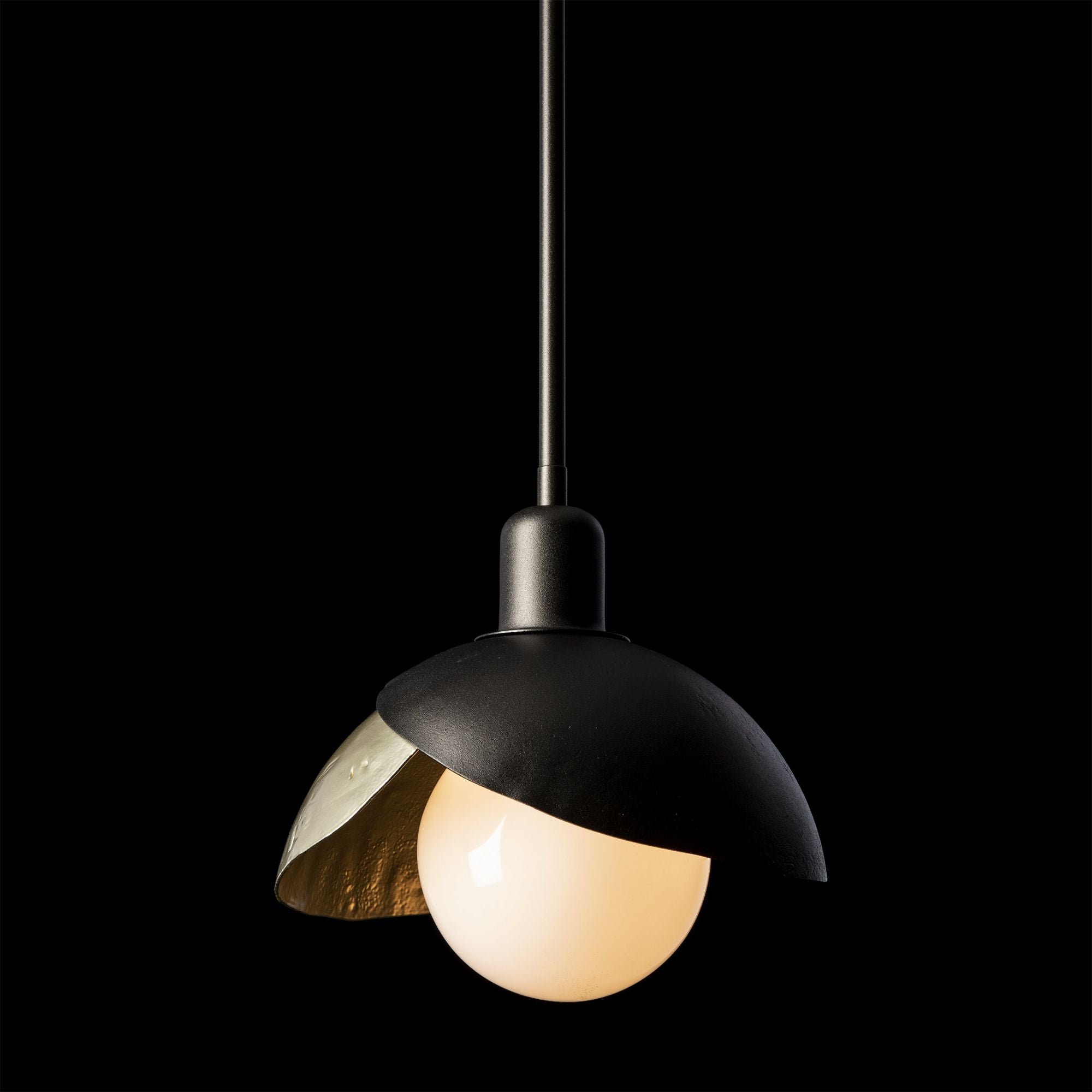Brooklyn Double Shade Mini Pendant 1-Light Modern Brass Accent in Oil Rubbed Bronze