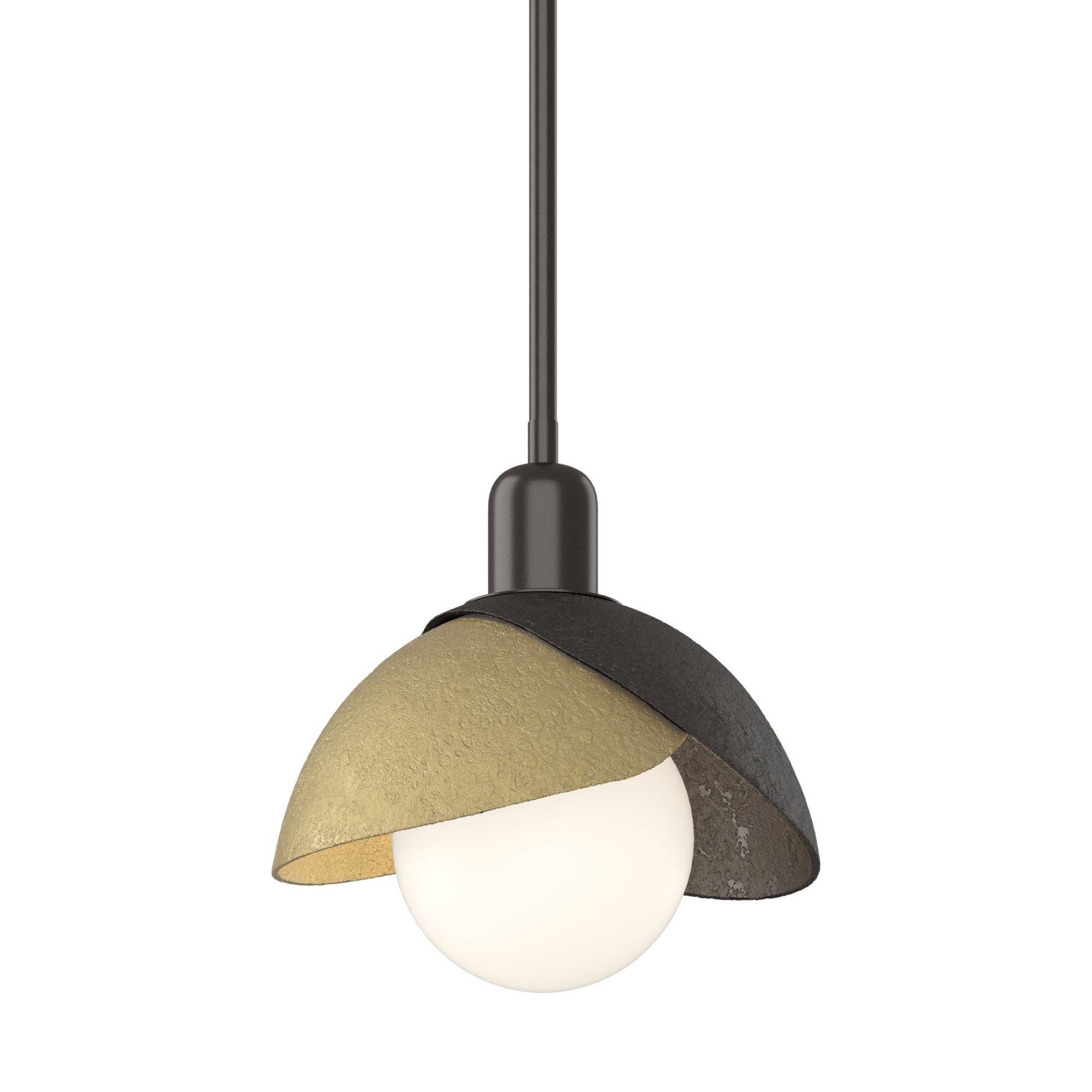 Brooklyn Double Shade Mini Pendant 1-Light Modern Brass Accent in Oil Rubbed Bronze