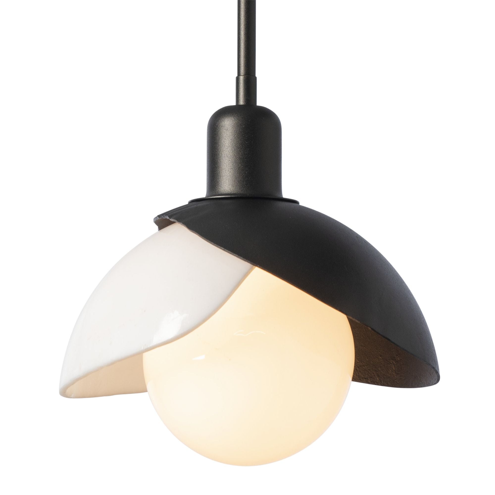 Brooklyn Double Shade Art Glass Mini Pendant 1-Light White Art Glass (BB) in Oil Rubbed Bronze