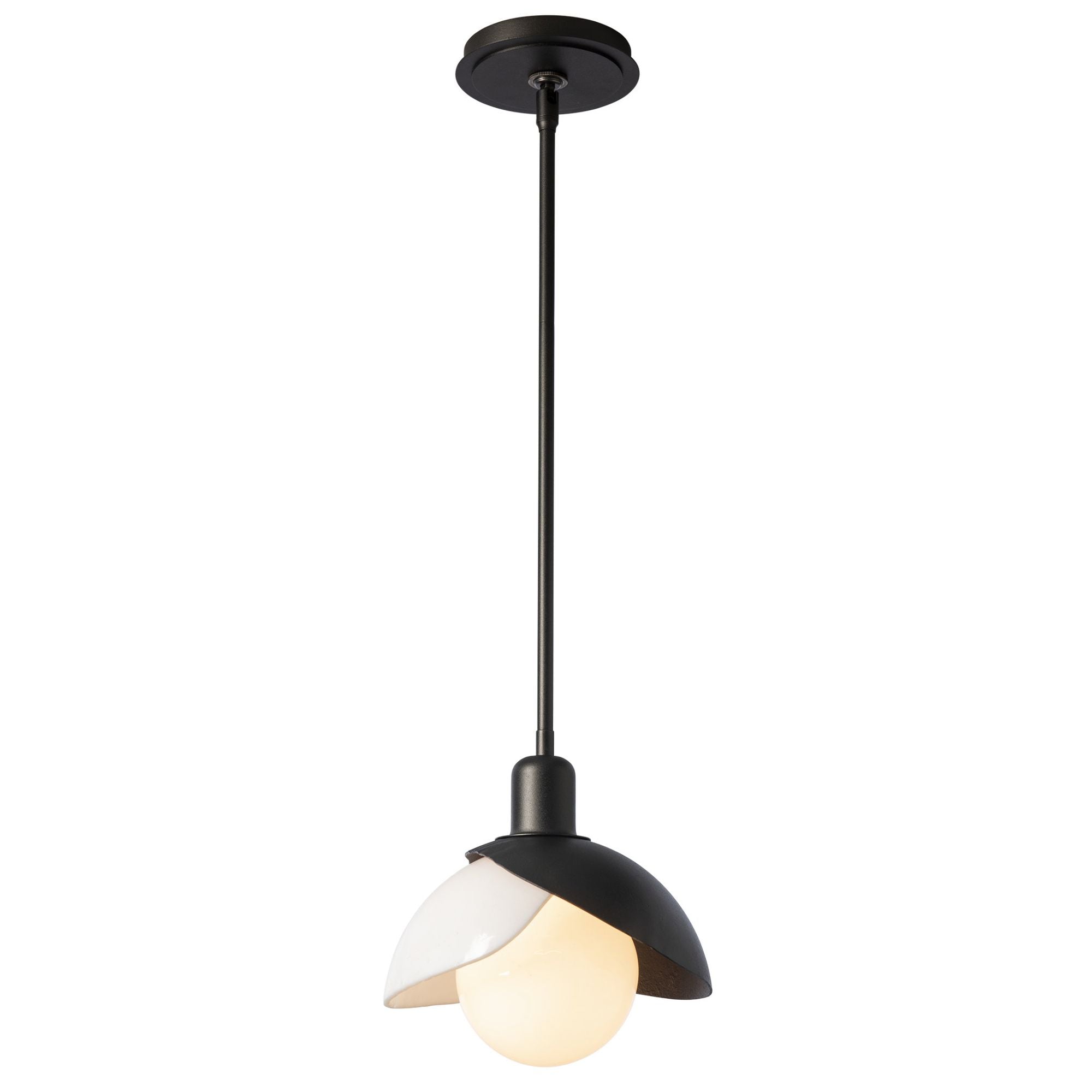 Brooklyn Double Shade Art Glass Mini Pendant 1-Light White Art Glass (BB) in Oil Rubbed Bronze