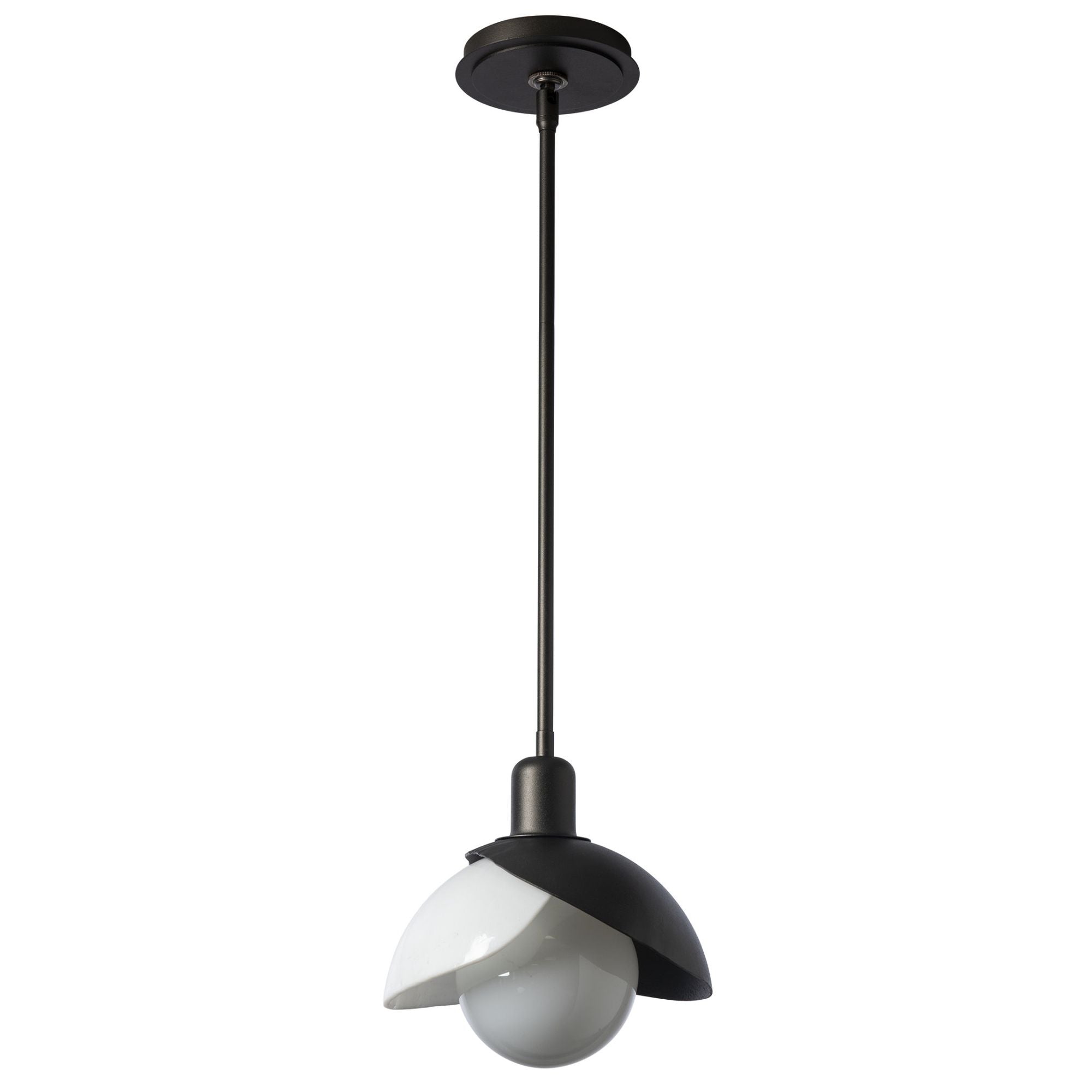 Brooklyn Double Shade Art Glass Mini Pendant 1-Light White Art Glass (BB) in Oil Rubbed Bronze