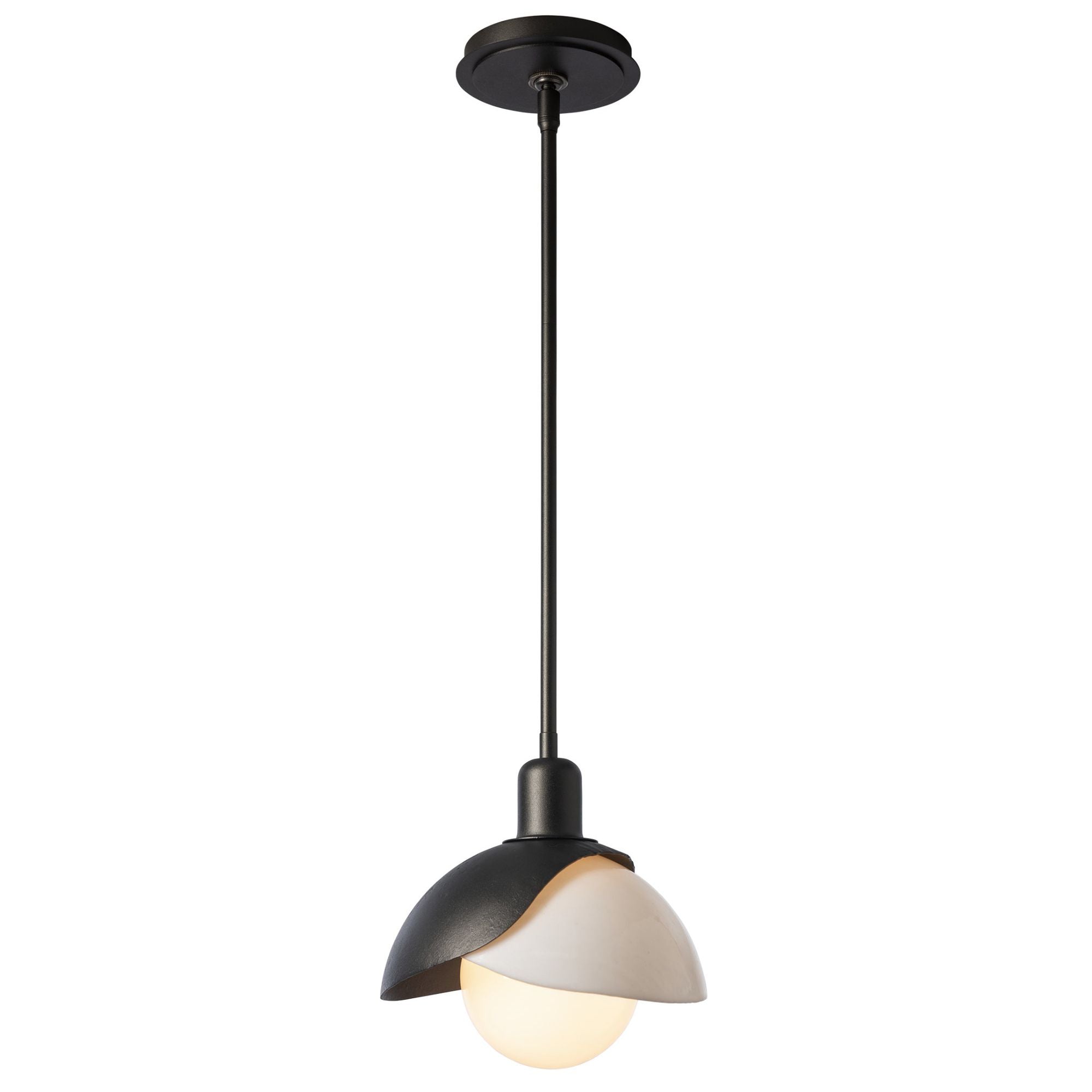 Brooklyn Double Shade Art Glass Mini Pendant 1-Light White Art Glass (BB) in Oil Rubbed Bronze