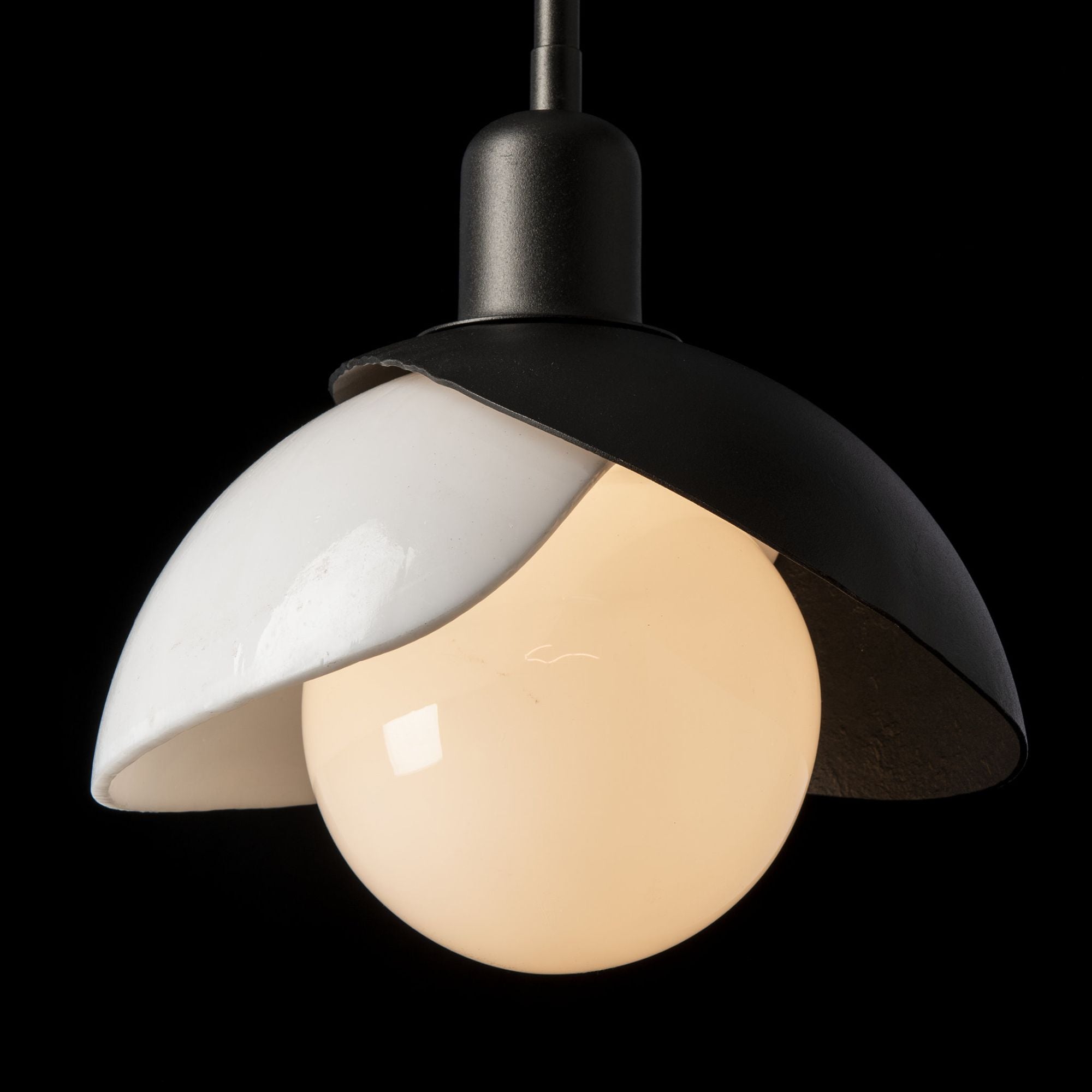 Brooklyn Double Shade Art Glass Mini Pendant 1-Light White Art Glass (BB) in Oil Rubbed Bronze