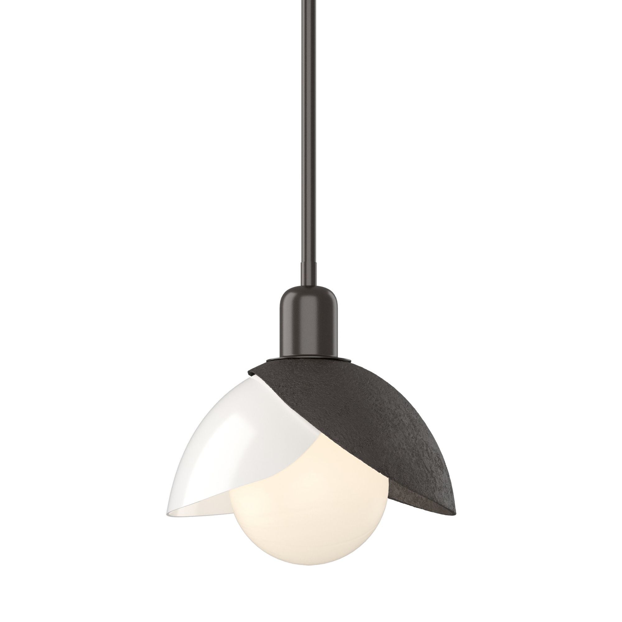 Brooklyn Double Shade Art Glass Mini Pendant 1-Light White Art Glass (BB) in Oil Rubbed Bronze