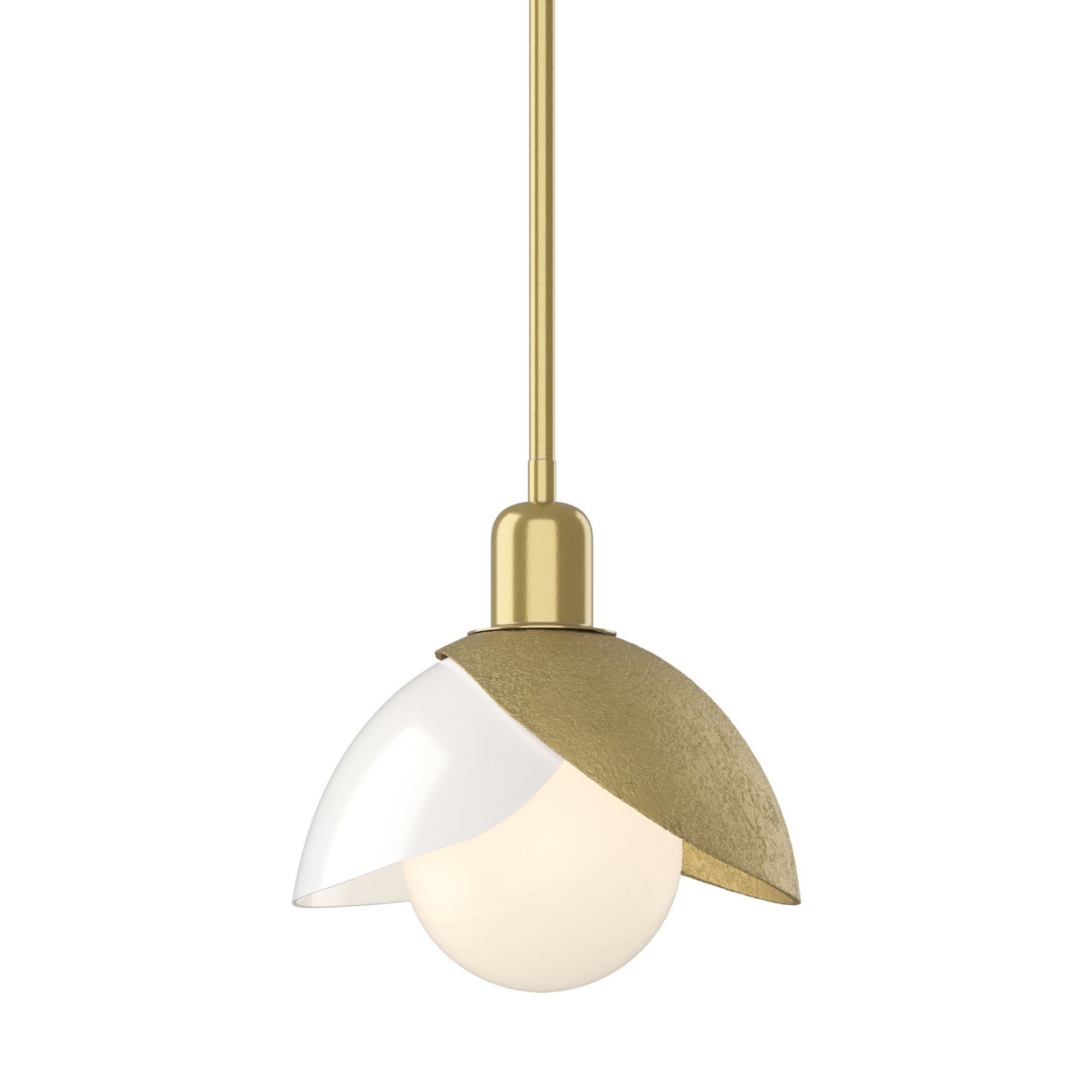 Brooklyn Double Shade Art Glass Mini Pendant 1-Light White Art Glass (BB) in Modern Brass