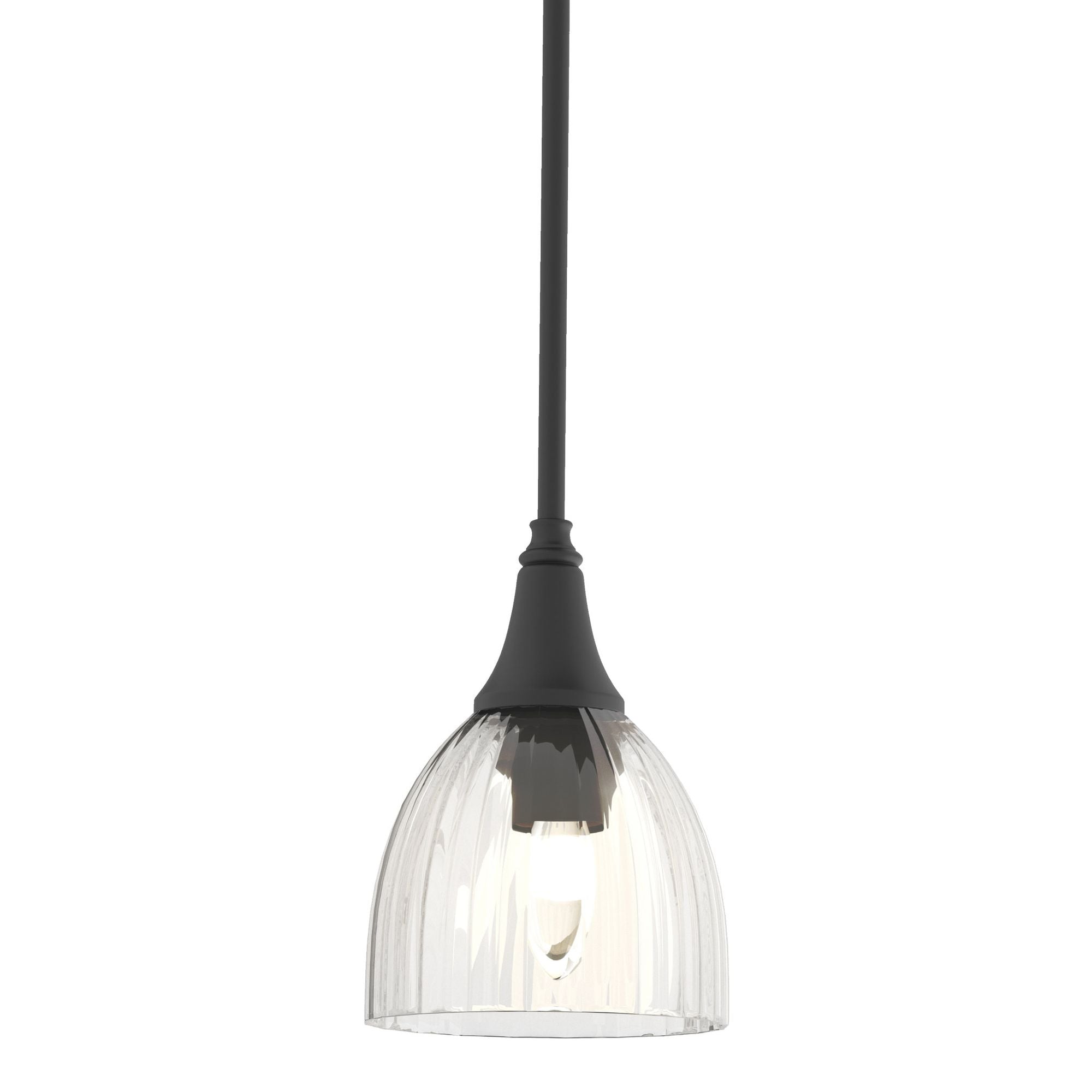 Trumpet Water Glass Mini Pendant 1-Light Water Glass (LL) in Black