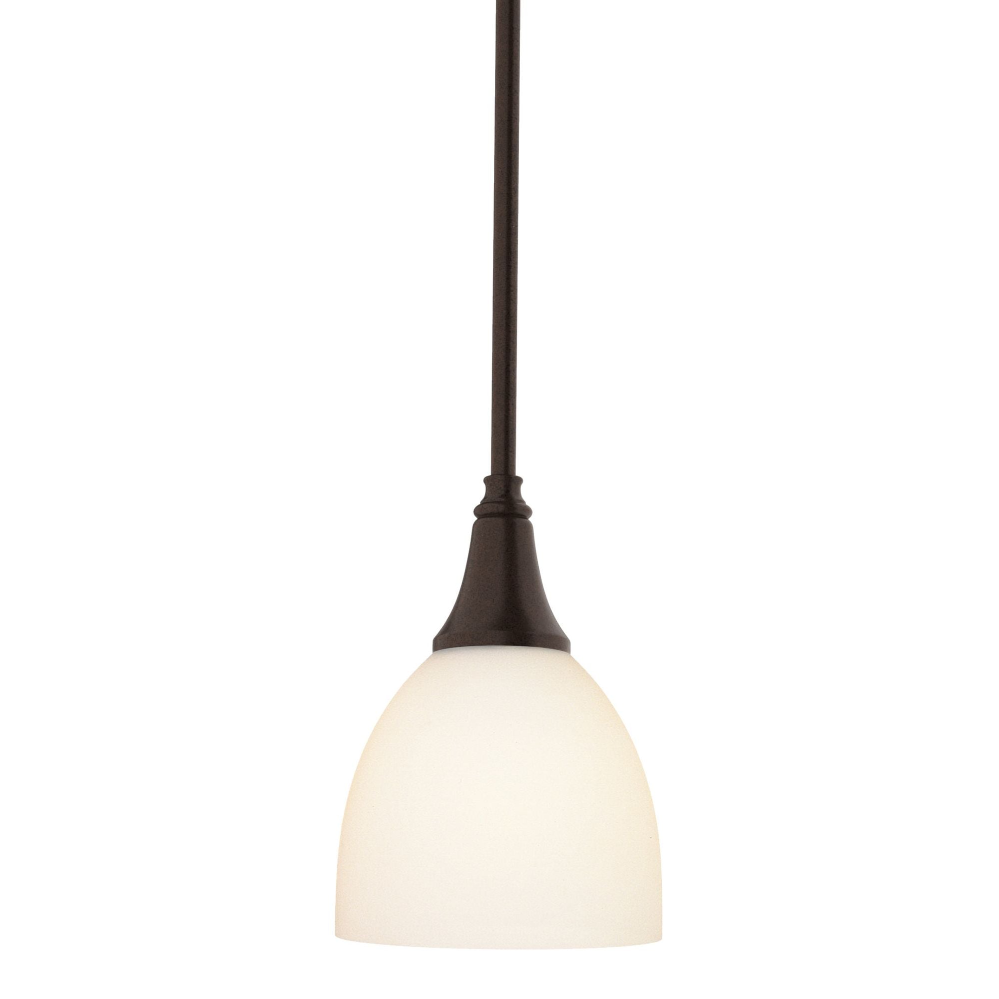 Trumpet Opal Glass Mini Pendant 1-Light Opal Glass (GG) in Oil Rubbed Bronze