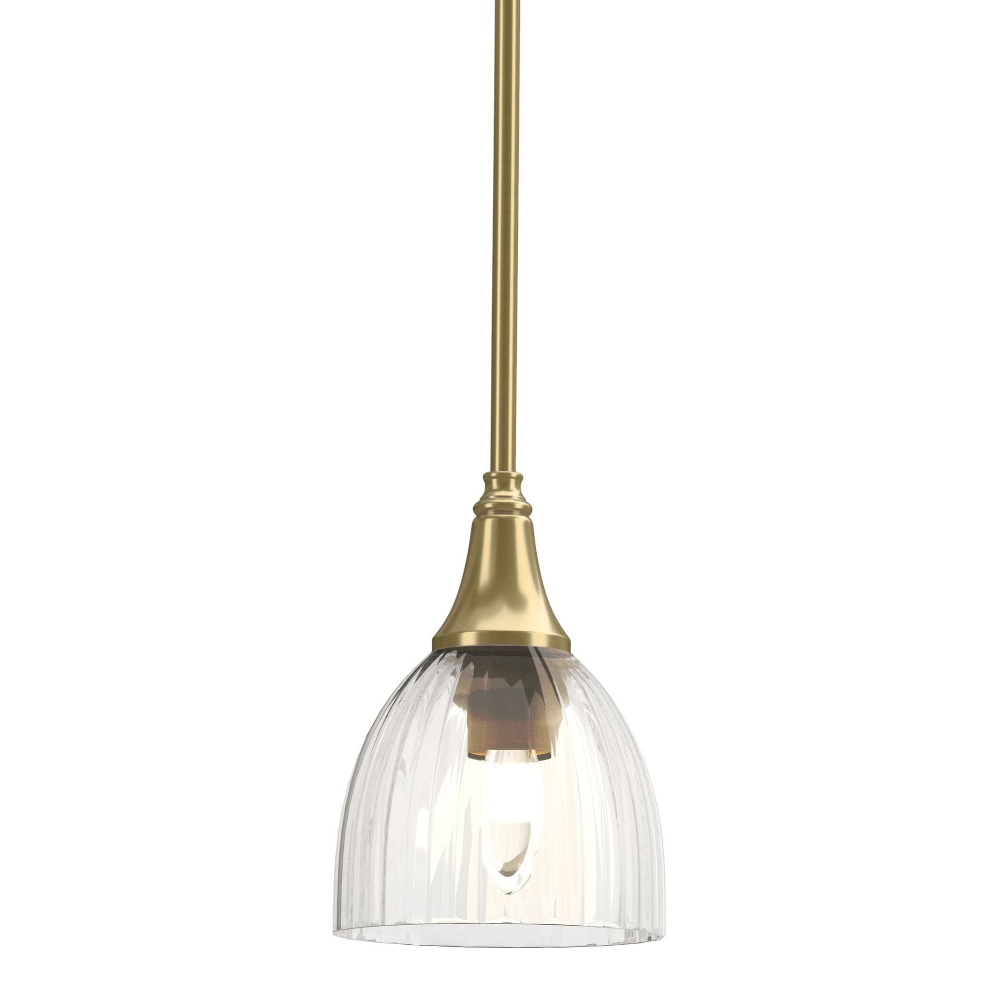 Trumpet Water Glass Mini Pendant 1-Light Water Glass (LL) in Modern Brass