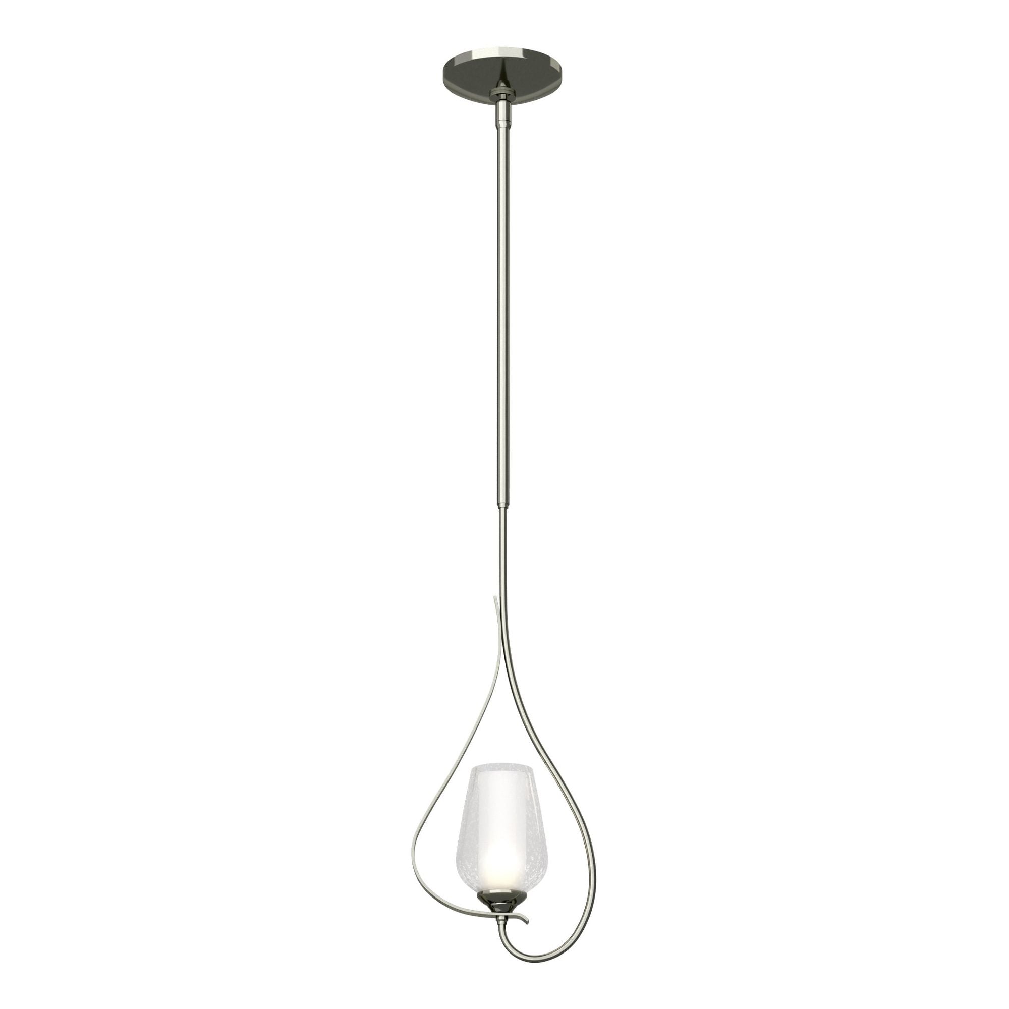 Flora Up Light Mini Pendant 1-Light Seeded Glass with Opal Diffuser (ZS) in Sterling