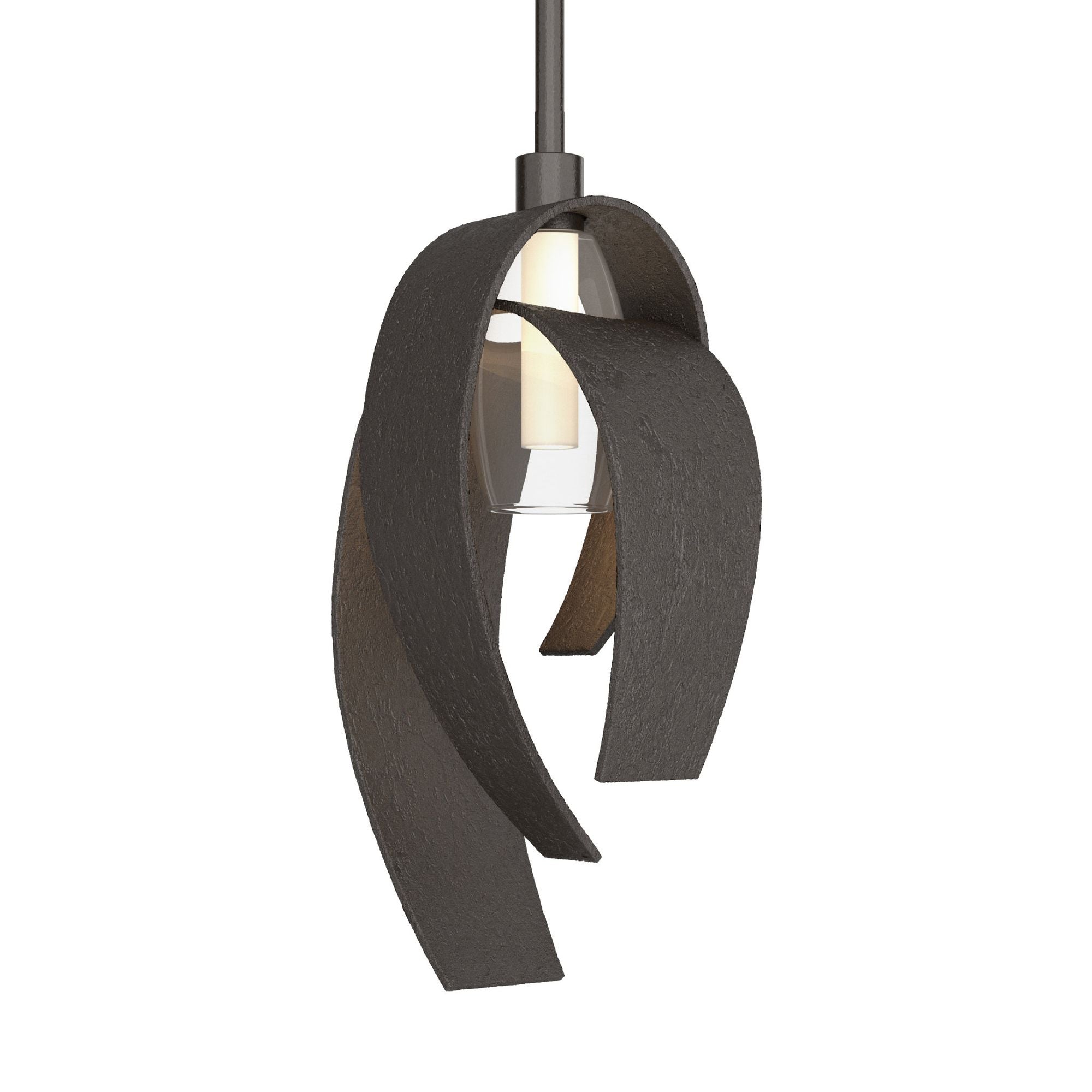 Corona Large Mini Pendant 1-Light Clear Glass with Frosted Diffuser (YE) in Oil Rubbed Bronze