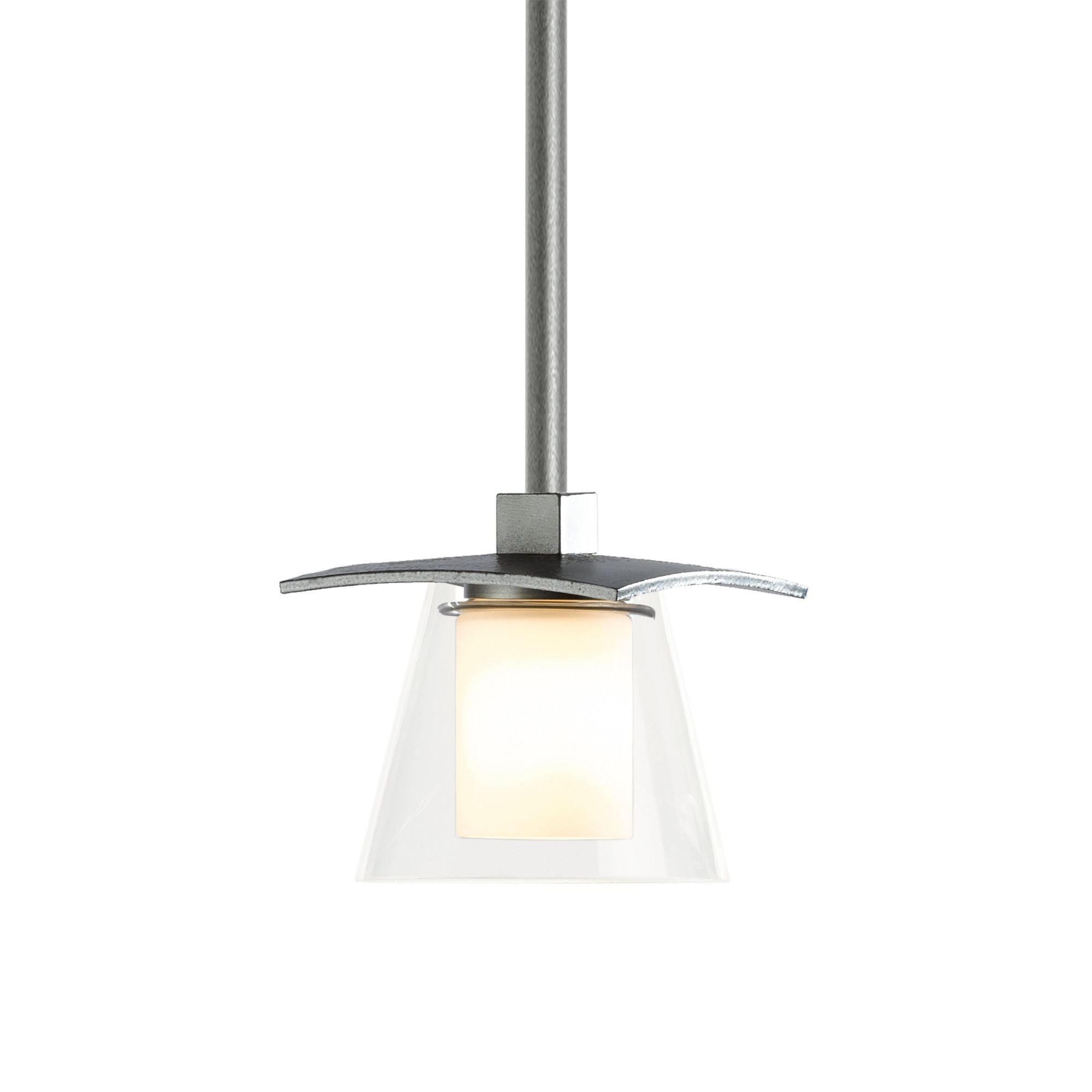 Wren Mini Pendant 1-Light Clear Glass with Opal Diffuser (ZU) in Dark Smoke