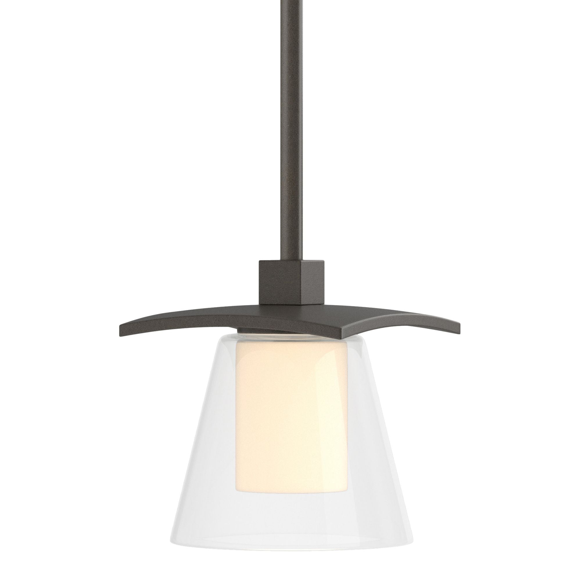 Wren Mini Pendant 1-Light Clear Glass with Opal Diffuser (ZU) in Dark Smoke