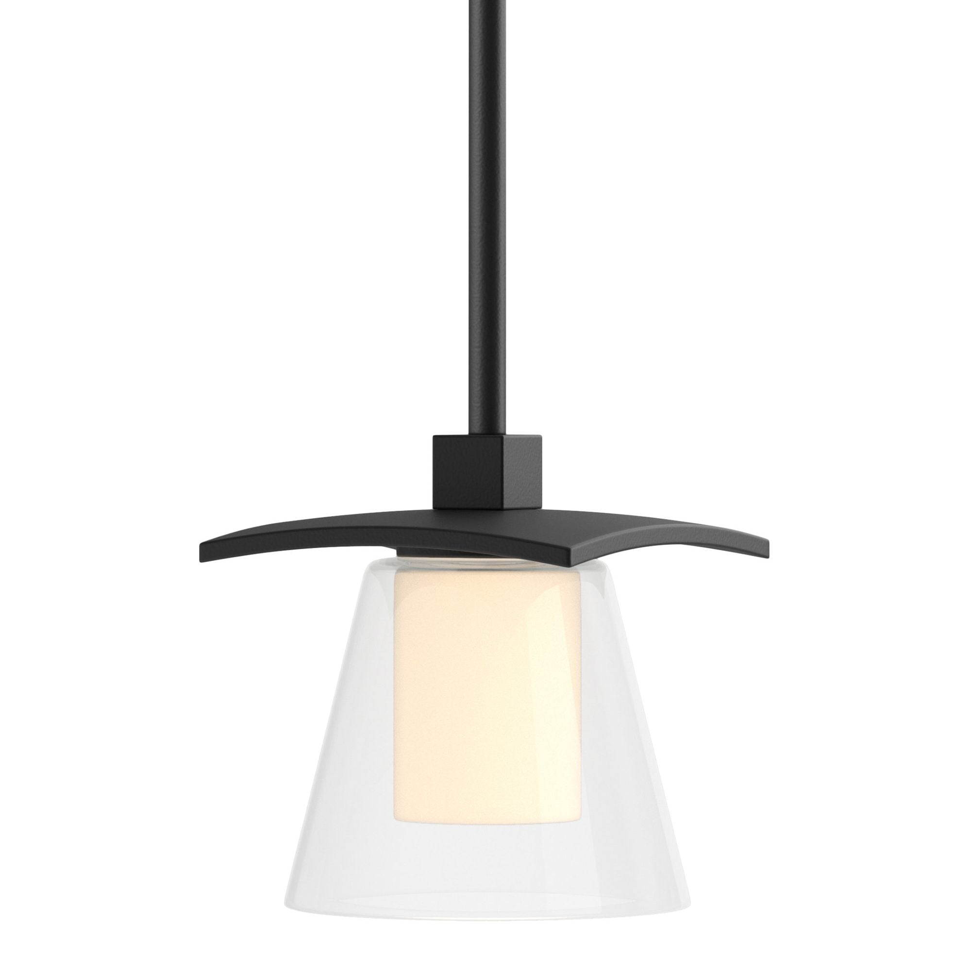 Wren Mini Pendant 1-Light Clear Glass with Opal Diffuser (ZU) in Black