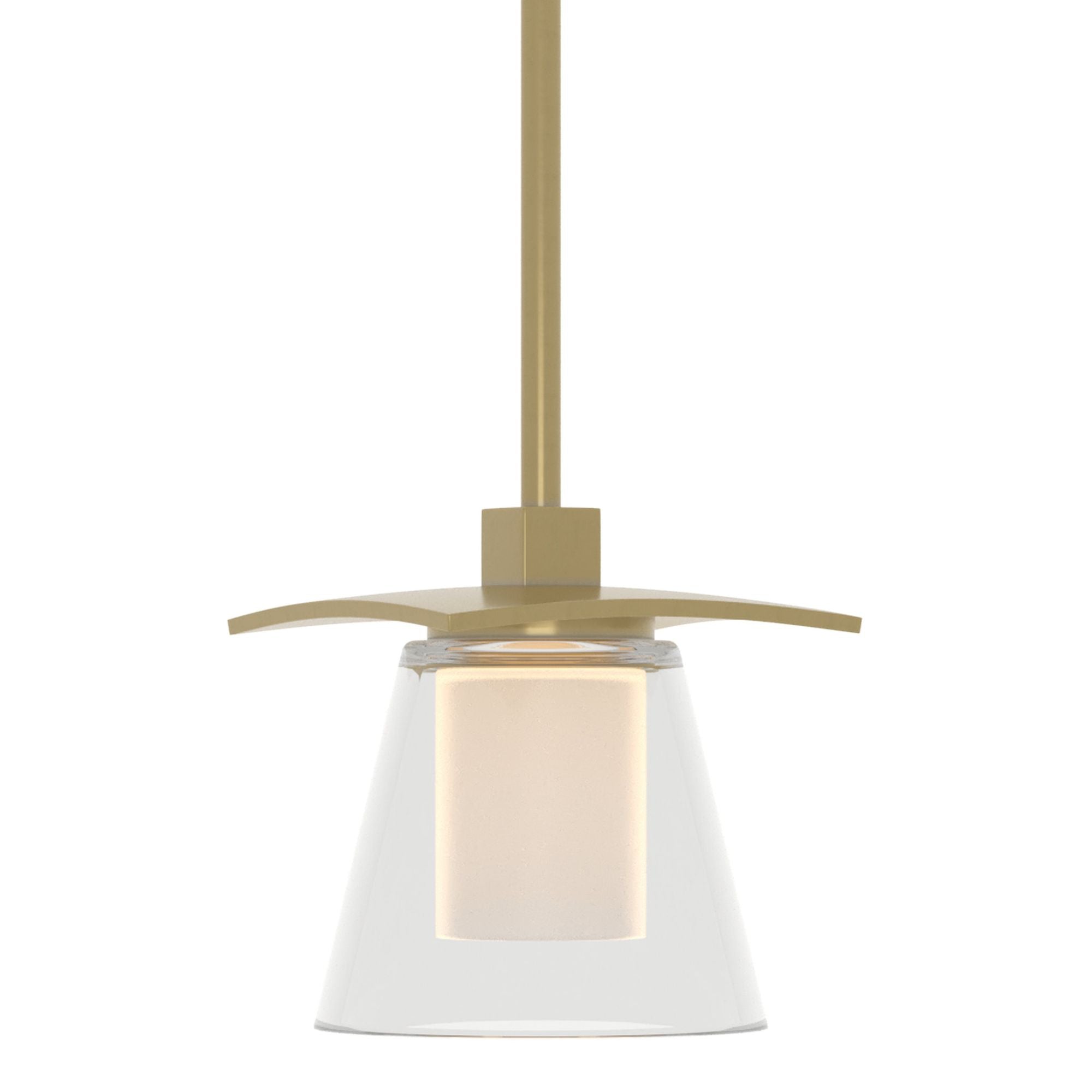 Wren Mini Pendant 1-Light Clear Glass with Opal Diffuser (ZU) in Modern Brass