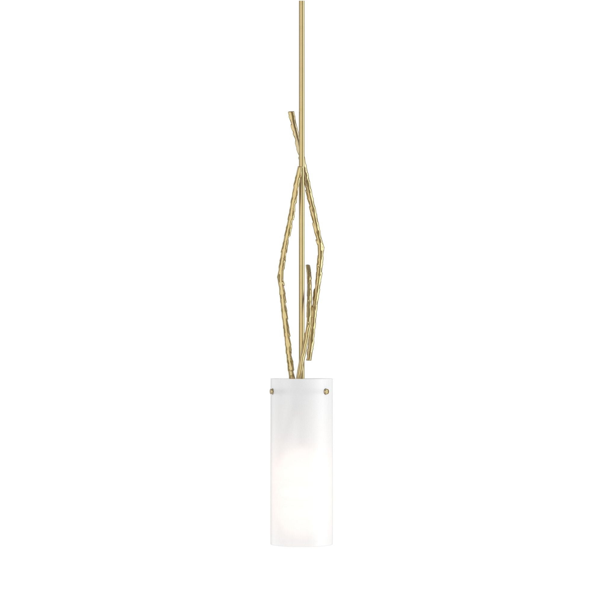 Brindille Mini Pendant 1-Light Opal Glass (GG) in Modern Brass