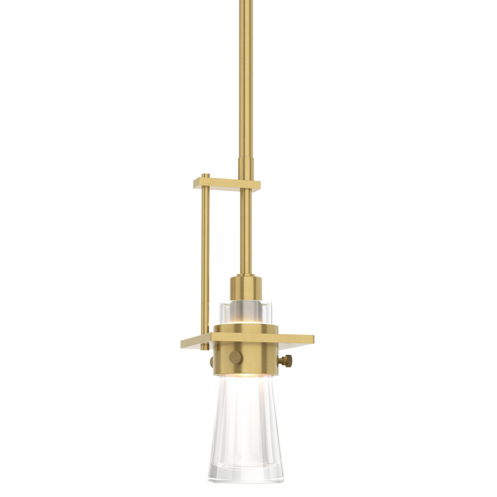 Erlenmeyer Small Mini Pendant 1-Light Clear Glass (ZM) in Modern Brass