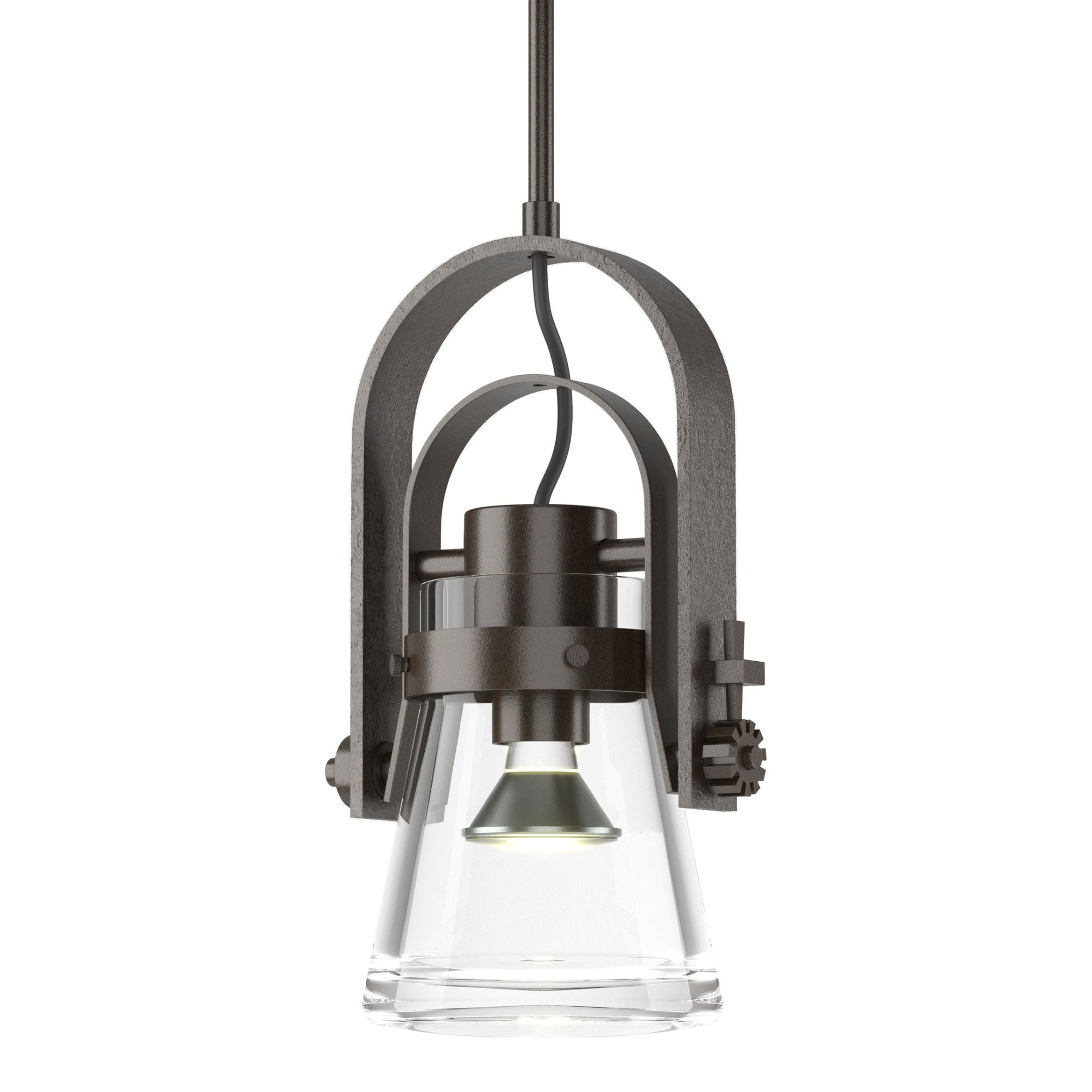 Erlenmeyer Large Mini Pendant 1-Light Clear Glass (ZM) in Oil Rubbed Bronze
