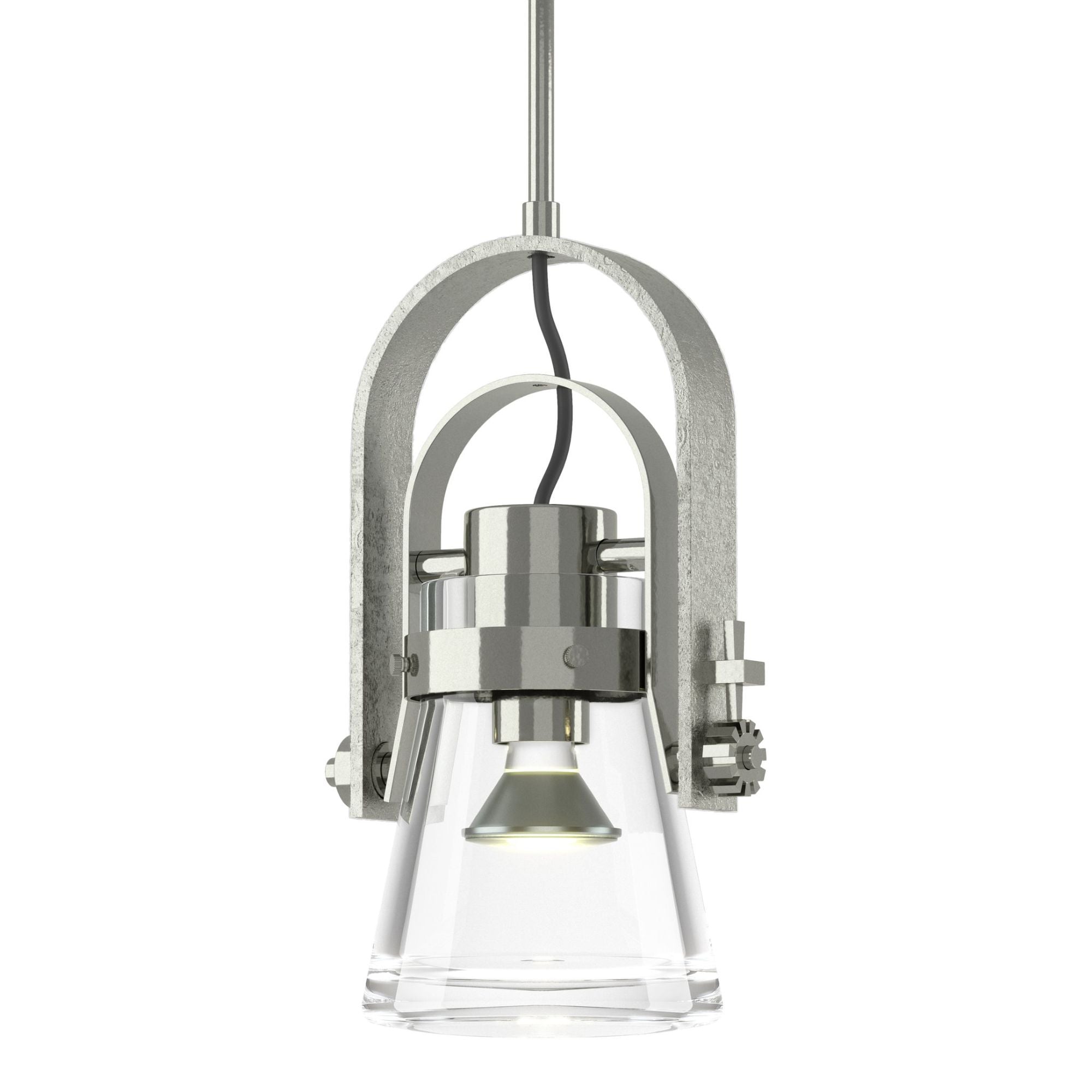 Erlenmeyer Large Mini Pendant 1-Light Clear Glass (ZM) in Sterling