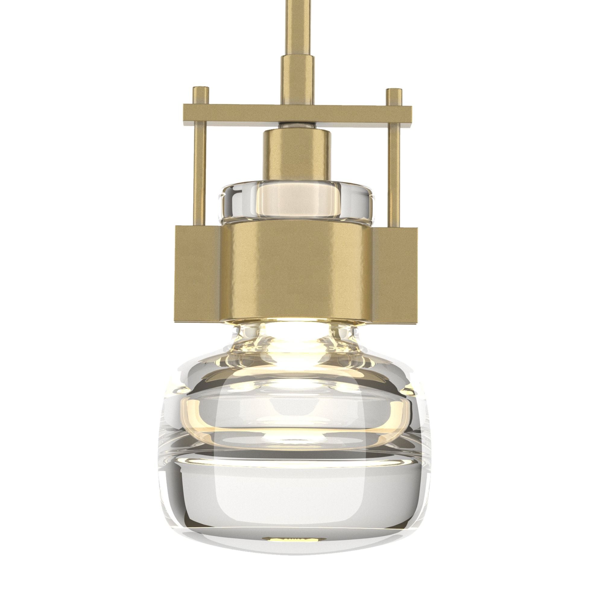 Cuff Small Mini Pendant 1-Light Clear Glass (ZM) in Modern Brass