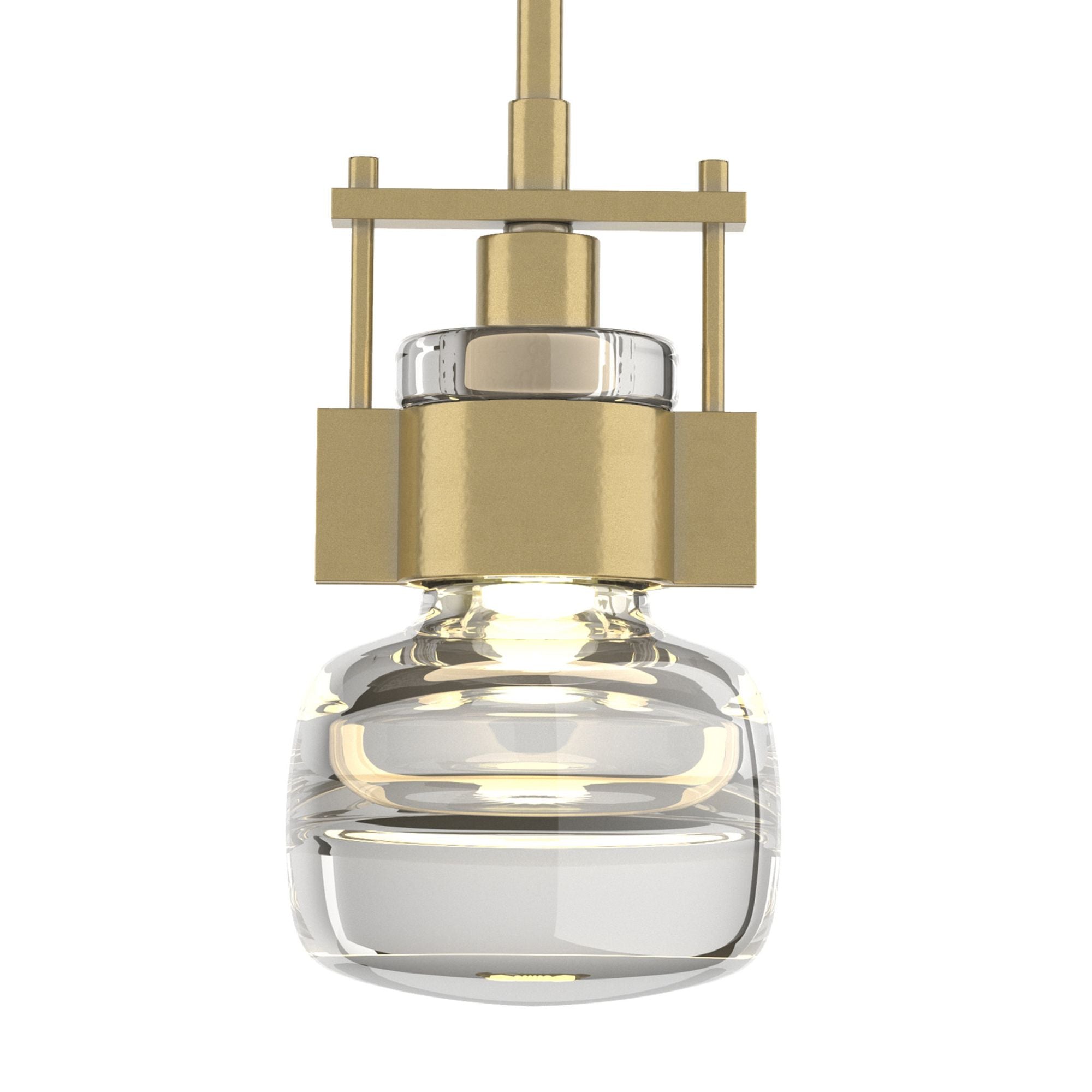 Cuff Mini Pendant 1-Light Clear Glass (ZM) in Modern Brass