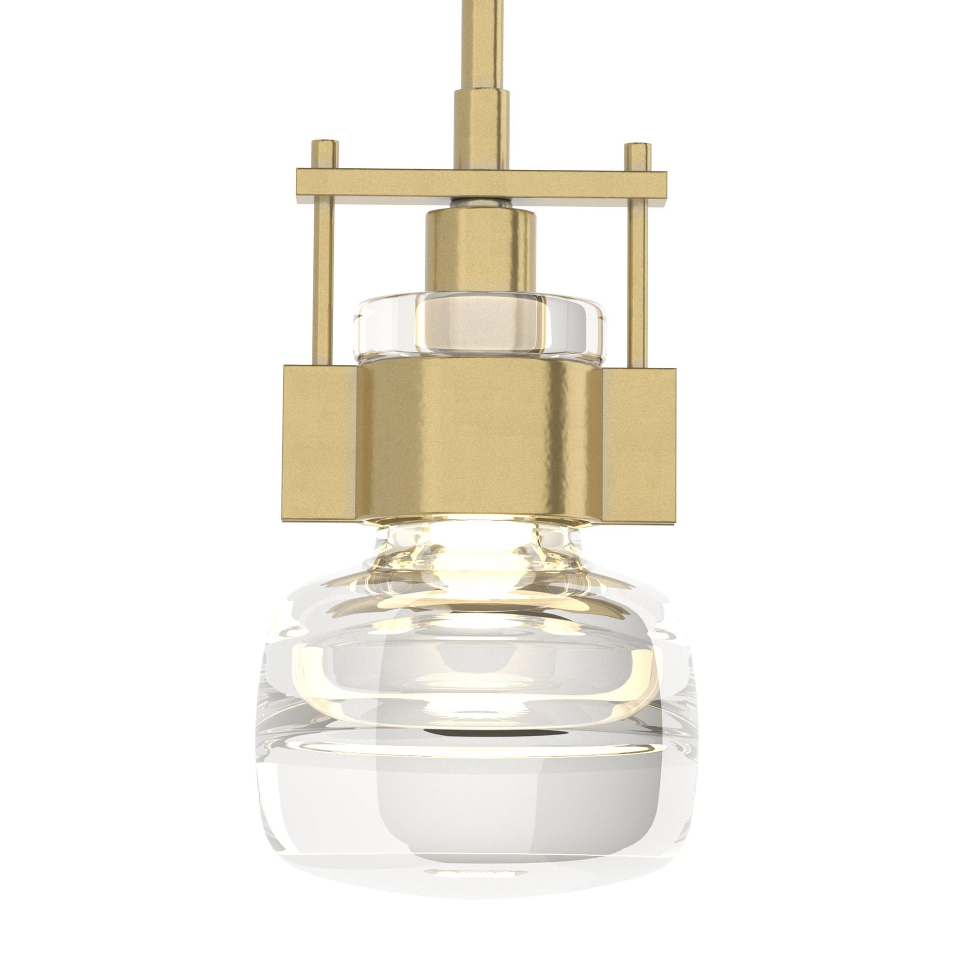 Cuff Large Mini Pendant 1-Light Clear Glass (ZM) in Modern Brass