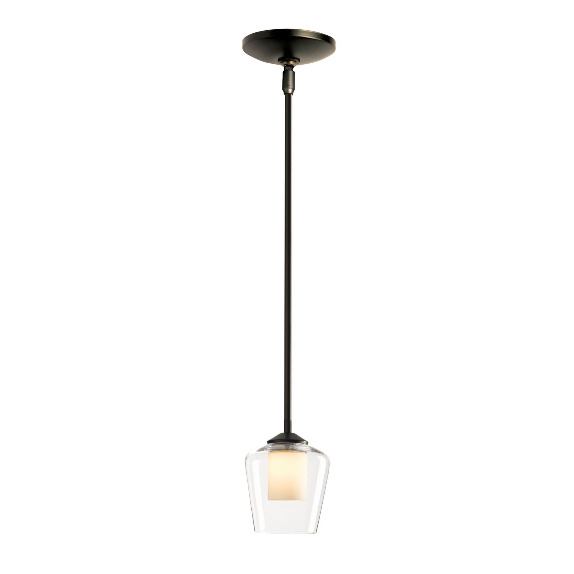 Simple Mini Pendant 1-Light Clear Glass with Opal Diffuser (ZU) in Dark Smoke
