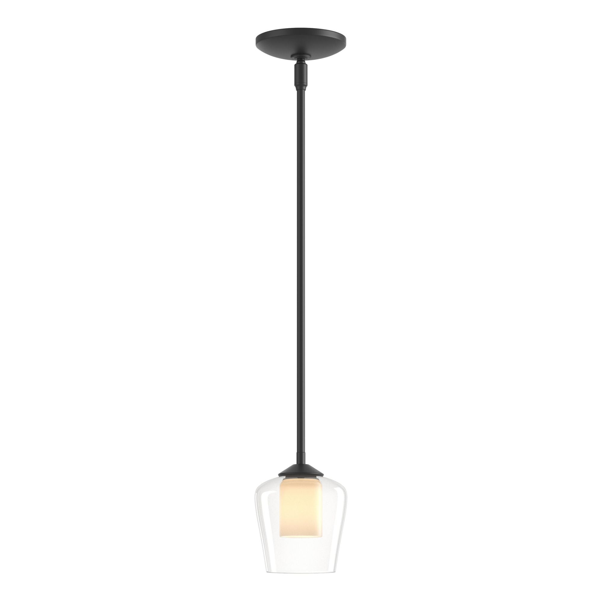 Simple Mini Pendant 1-Light Clear Glass with Opal Diffuser (ZU) in Black