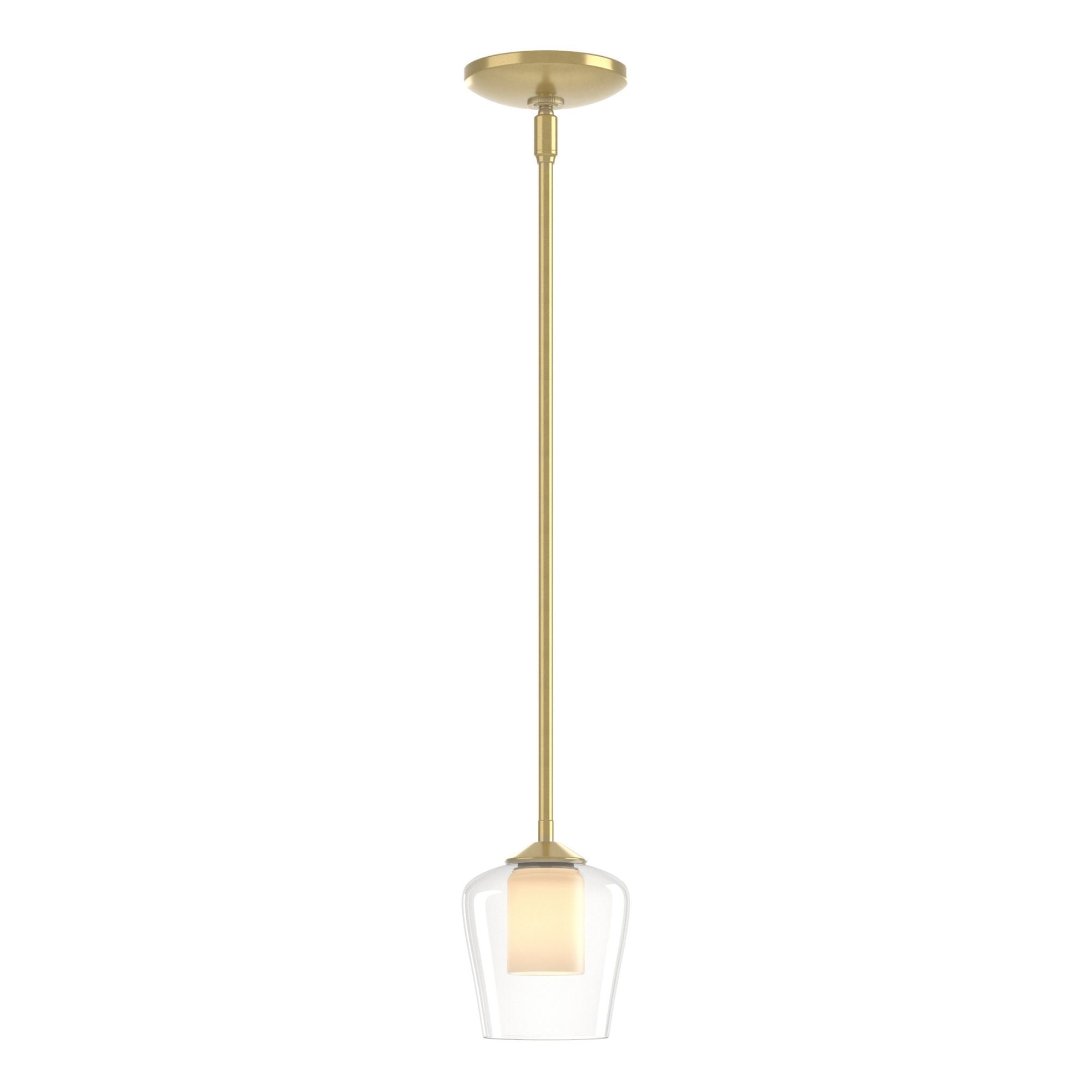 Simple Mini Pendant 1-Light Clear Glass with Opal Diffuser (ZU) in Modern Brass