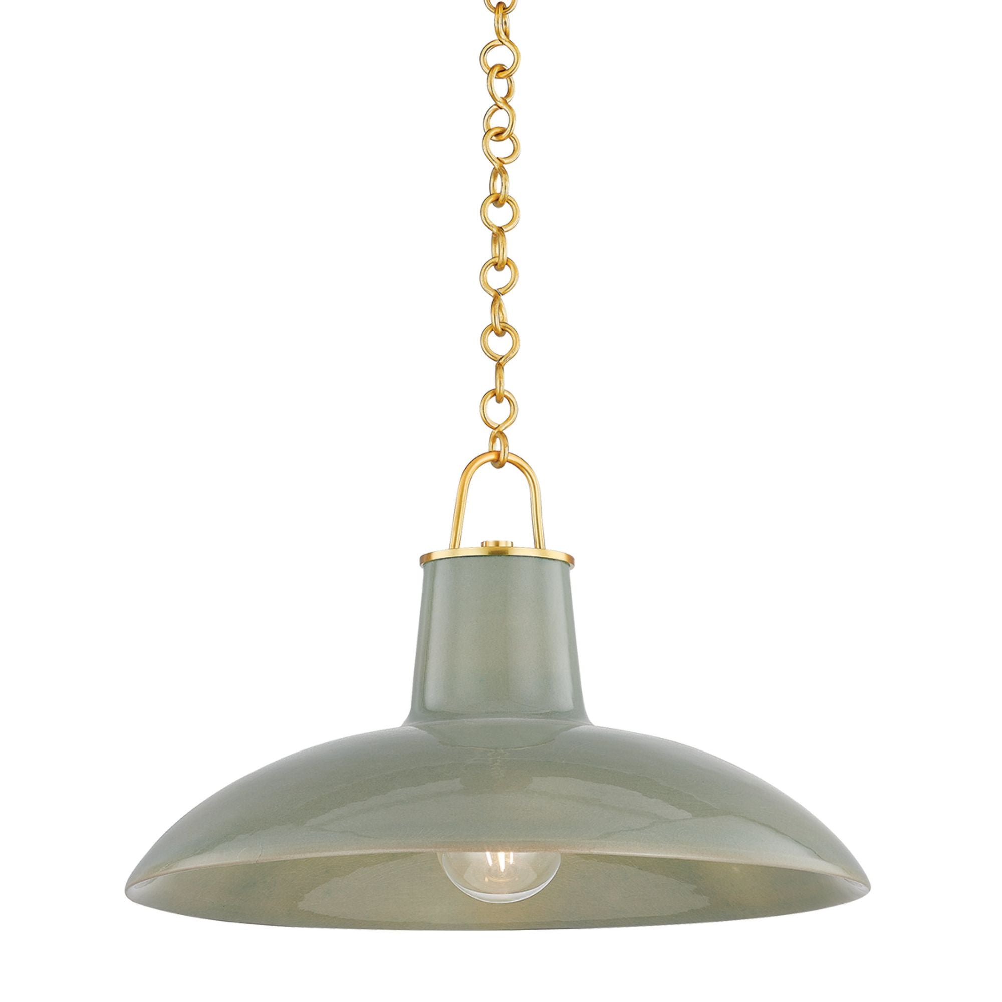Pottersville 1-Light Pendant in Aged Brass 18W x 11.25H
