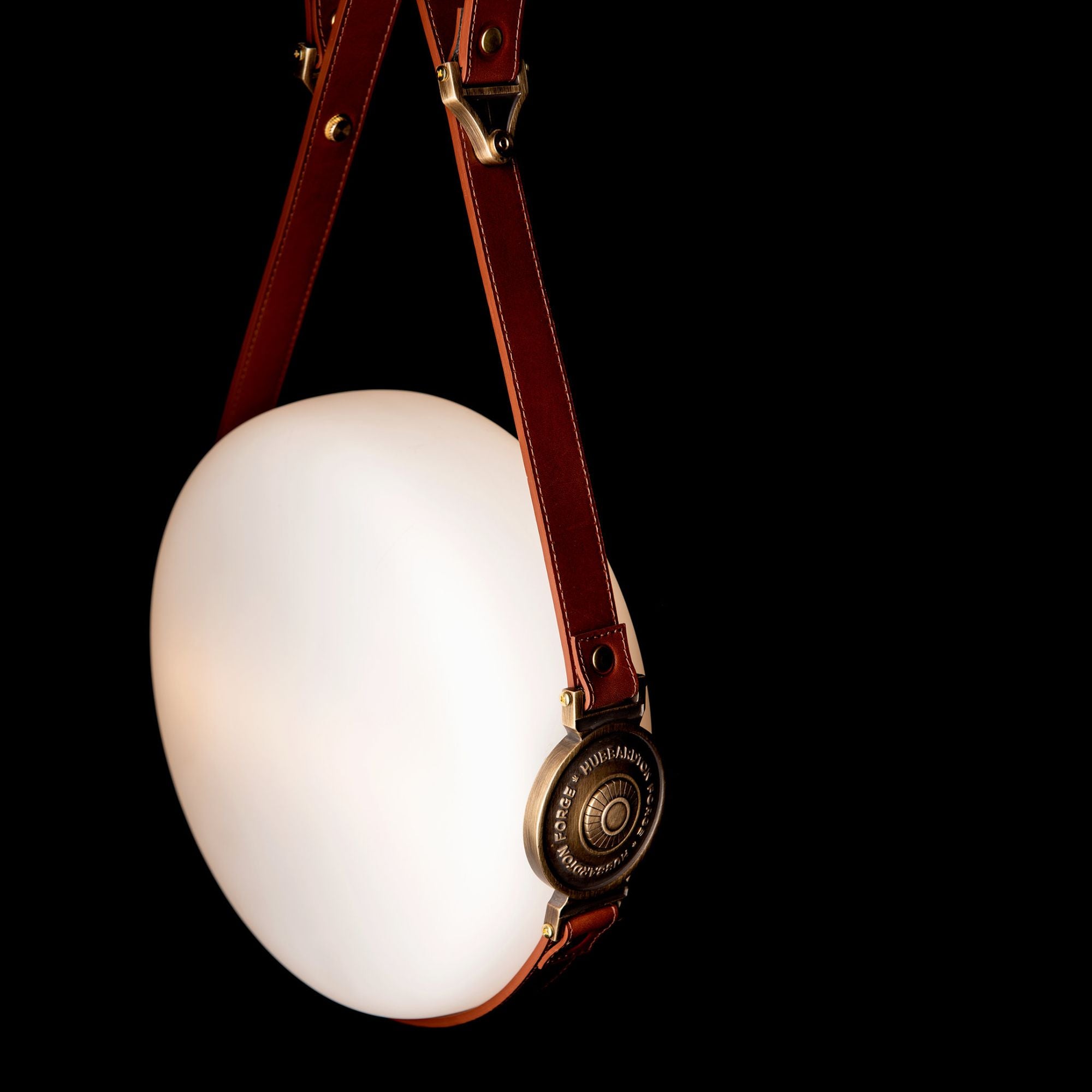 Derby LED Sconce Antique Brass Accent British Brown Leather LED Opal Glass (GG) in Black