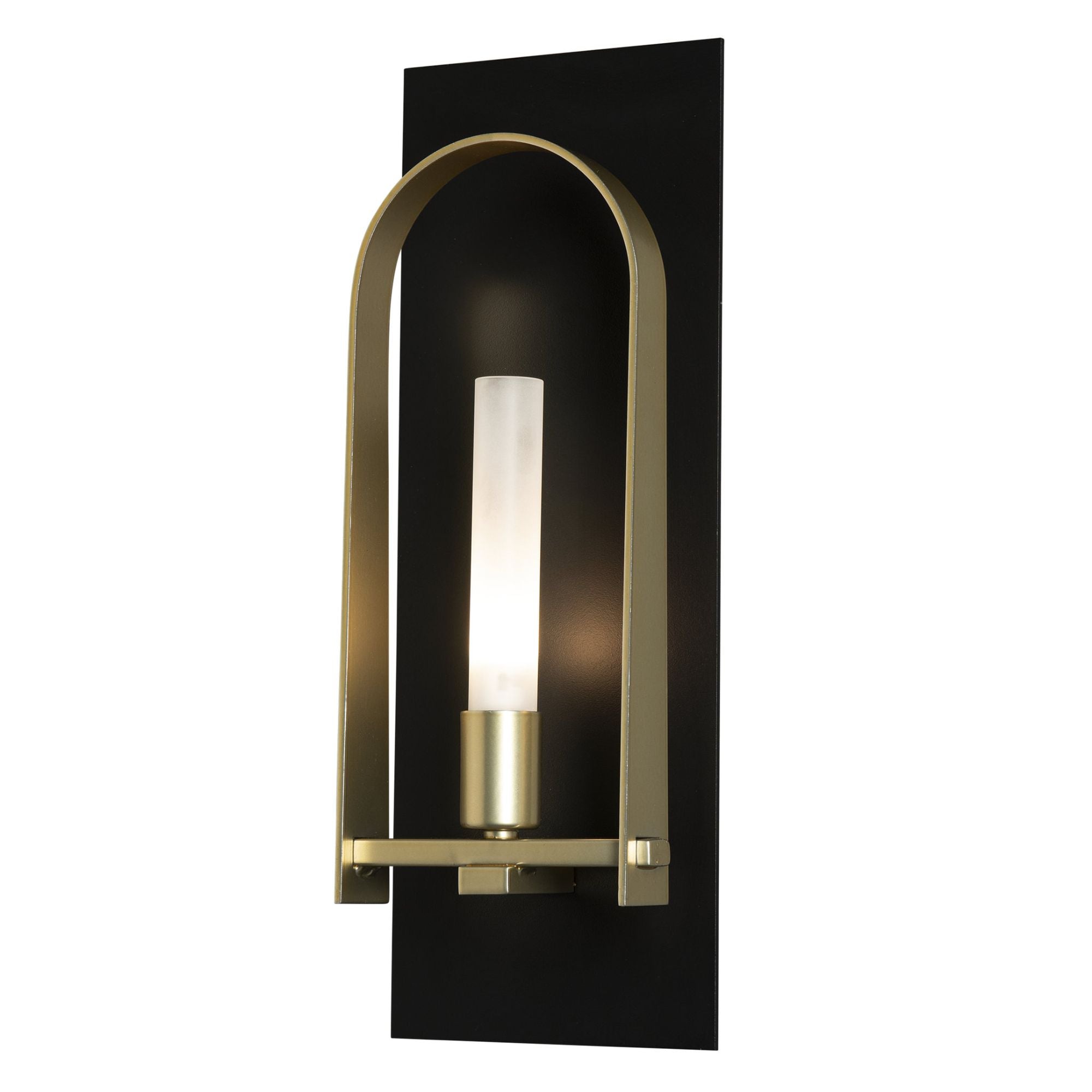 Triomphe 1-Light Sconce 1-Light Modern Brass Accent Frosted Glass (FD) in Black