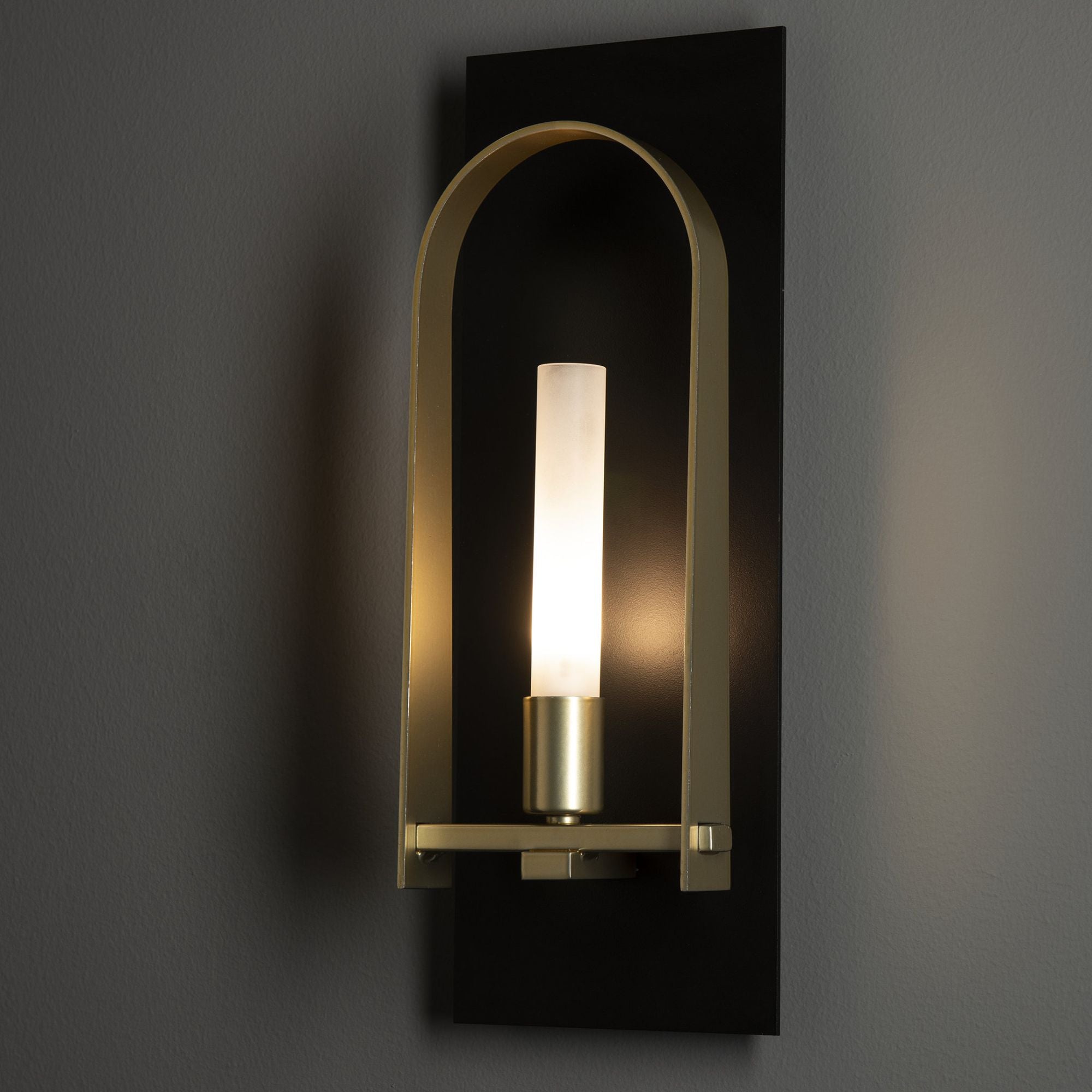 Triomphe 1-Light Sconce 1-Light Modern Brass Accent Frosted Glass (FD) in Black