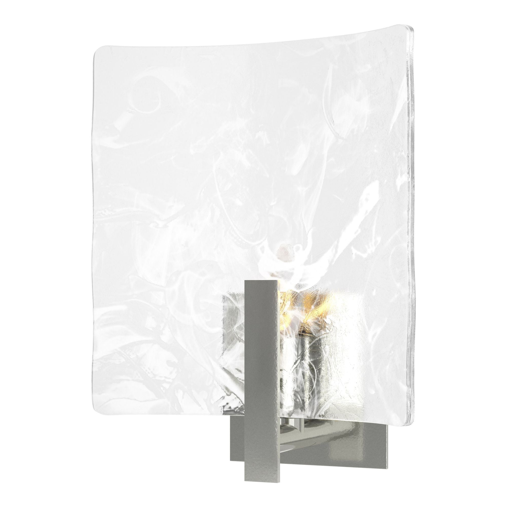 Arc Large 1-Light Bath Sconce 1-Light White Swirl Glass (YR) in Sterling