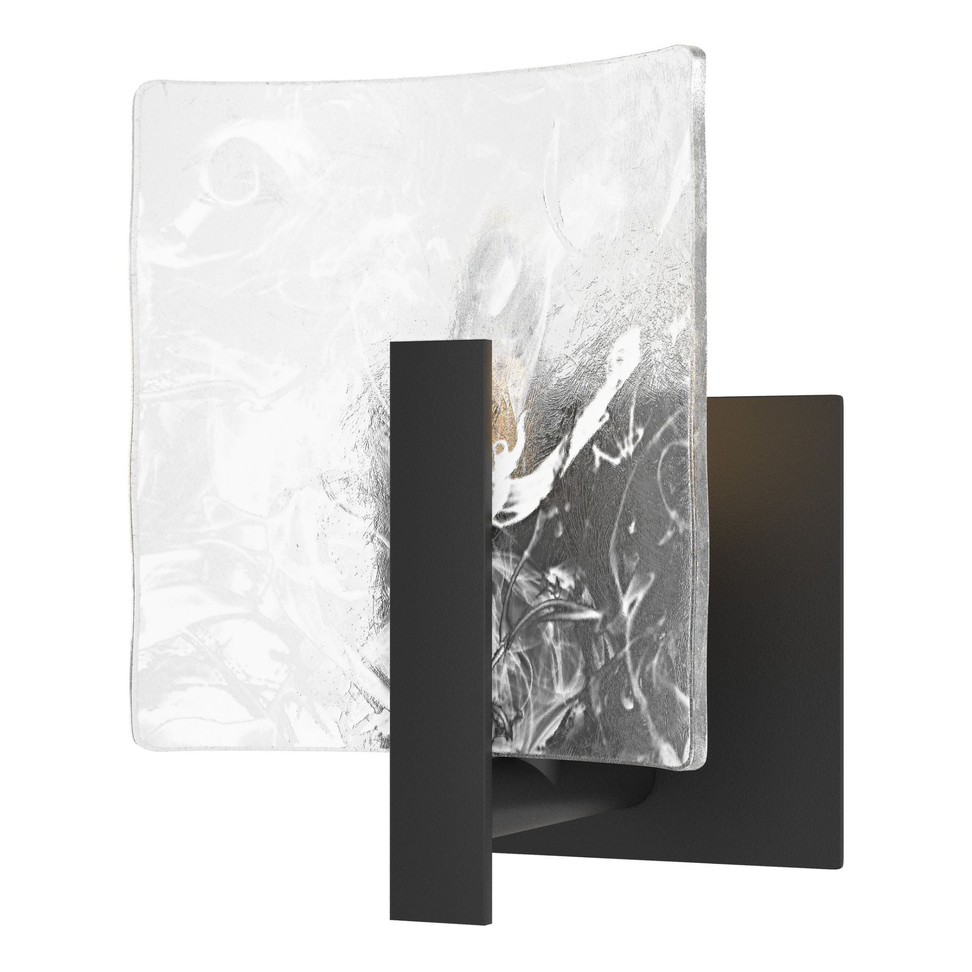 Arc Small 1-Light Bath Sconce 1-Light White Swirl Glass (YR) in Black