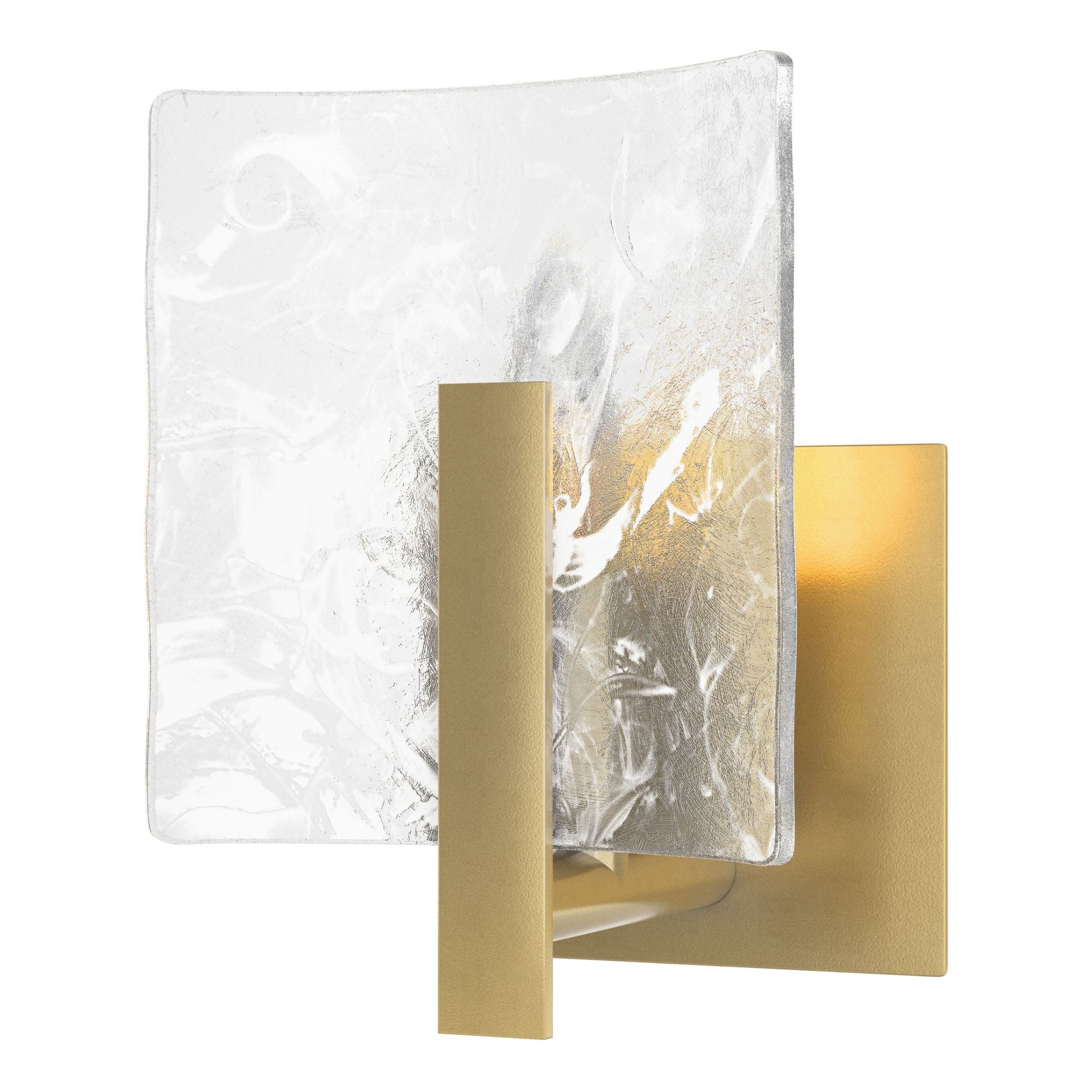 Arc Small 1-Light Bath Sconce 1-Light White Swirl Glass (YR) in Modern Brass