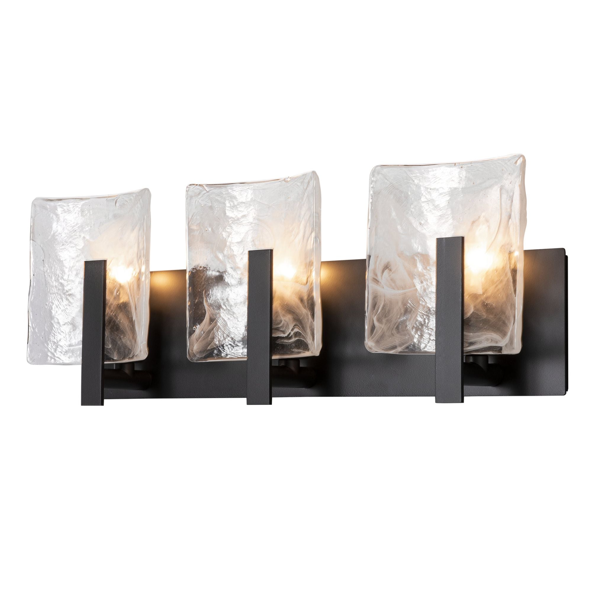 Arc 3-Light Bath Sconce 3-Light White Swirl Glass (YR) in Black