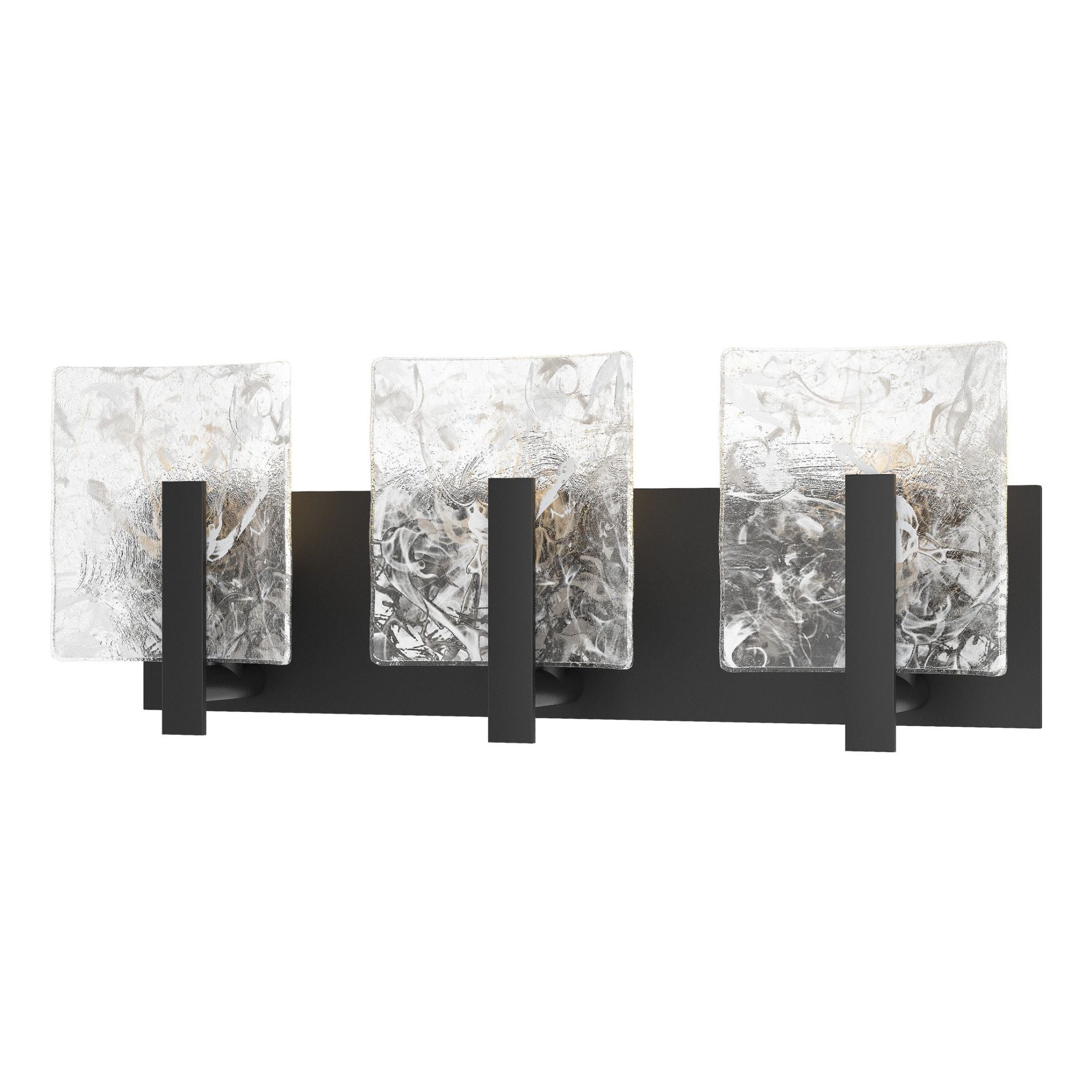 Arc 3-Light Bath Sconce 3-Light White Swirl Glass (YR) in Black