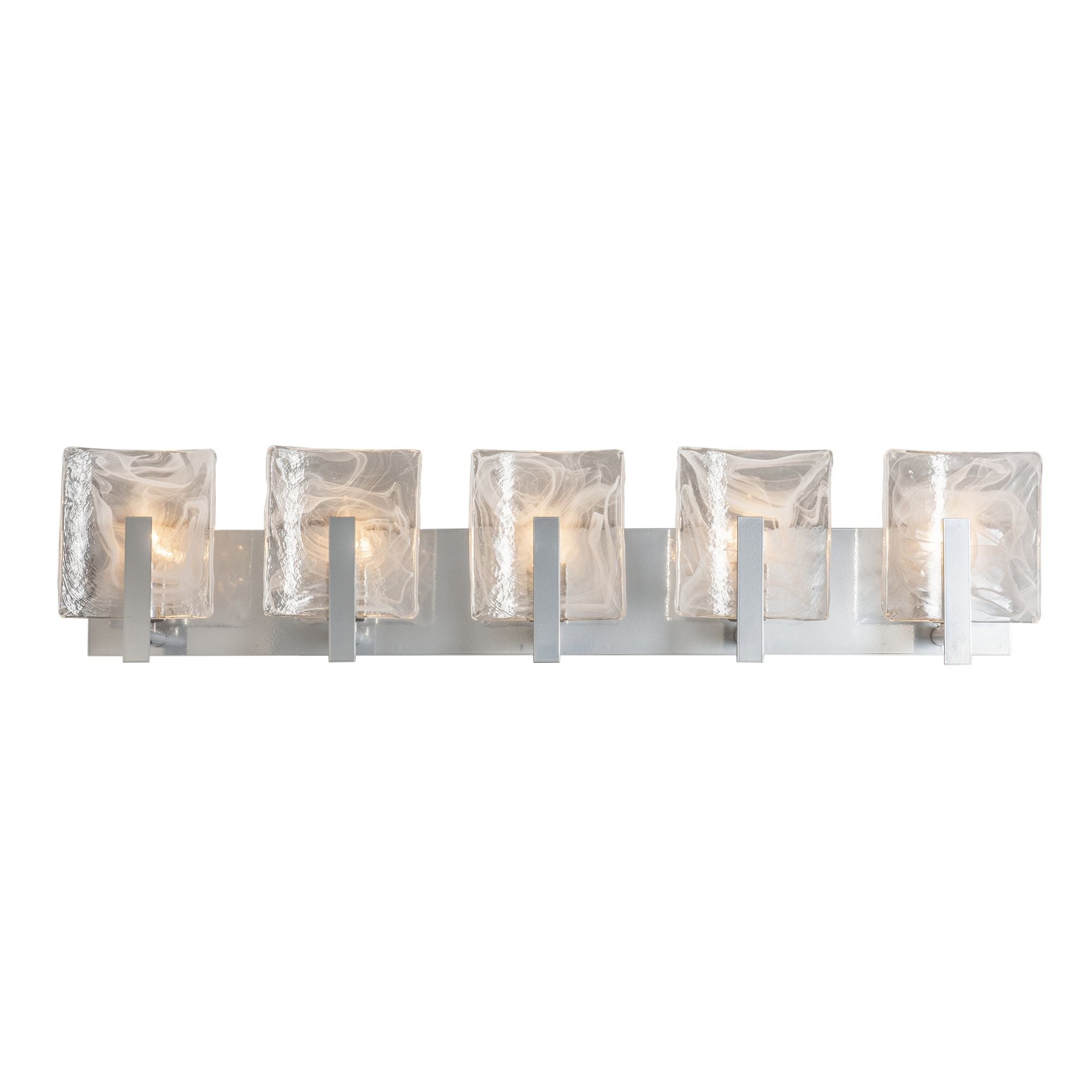 Arc 5-Light Bath Sconce 5-Light White Swirl Glass (YR) in Sterling