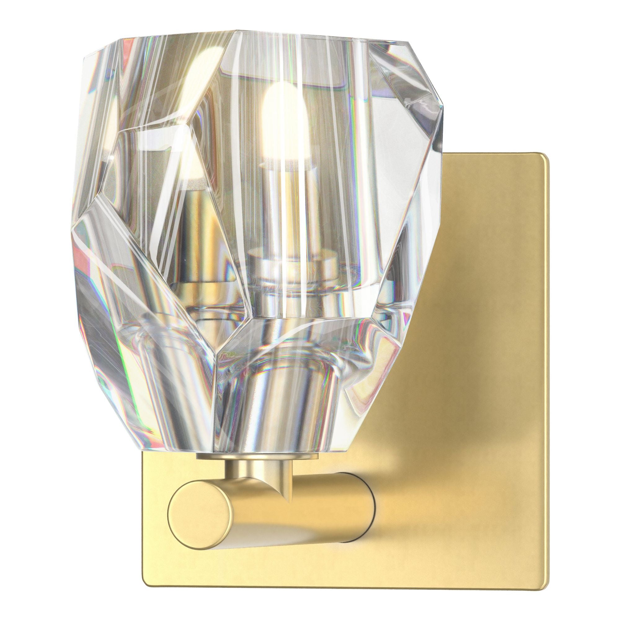 Gatsby 1-Light Bath Sconce 1-Light Crystal in Modern Brass