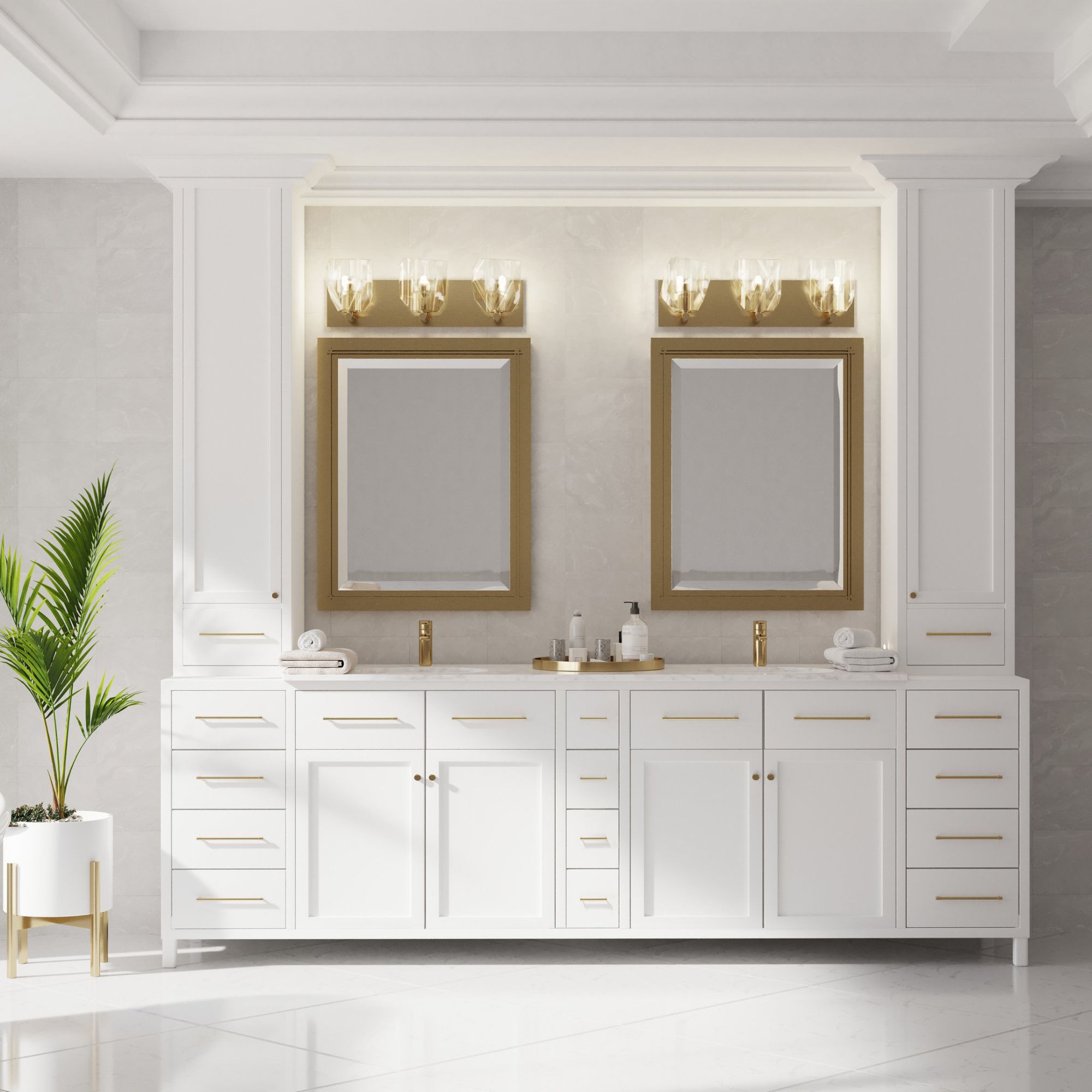 Gatsby 3-Light Bath Sconce 3-Light Crystal in Modern Brass