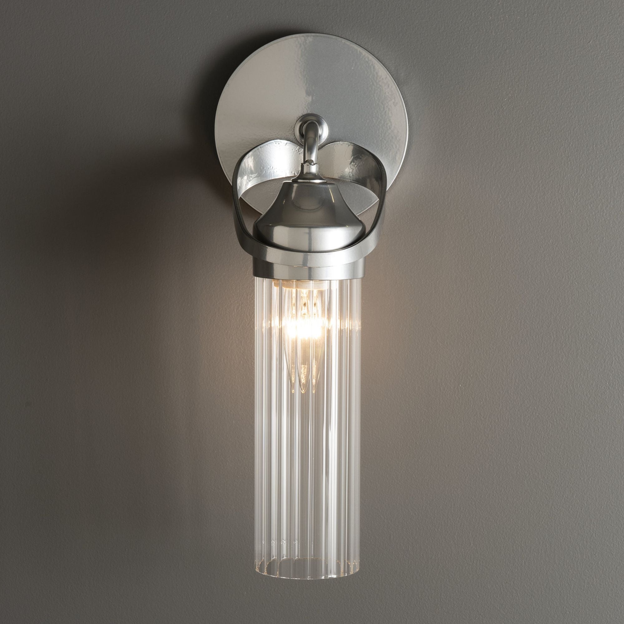 Bow 1-Light Bath Sconce 1-Light Clear Glass (ZM) in Sterling