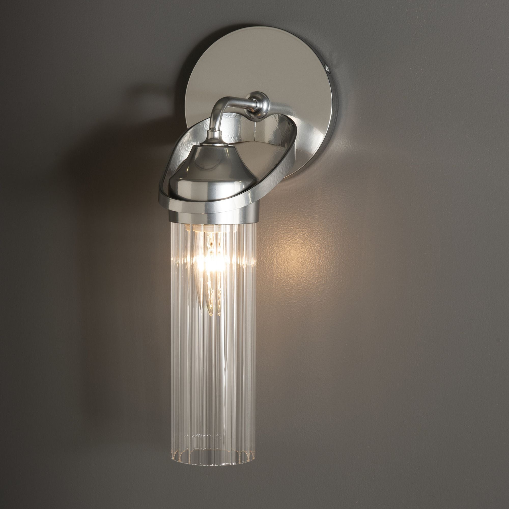 Bow 1-Light Bath Sconce 1-Light Clear Glass (ZM) in Sterling