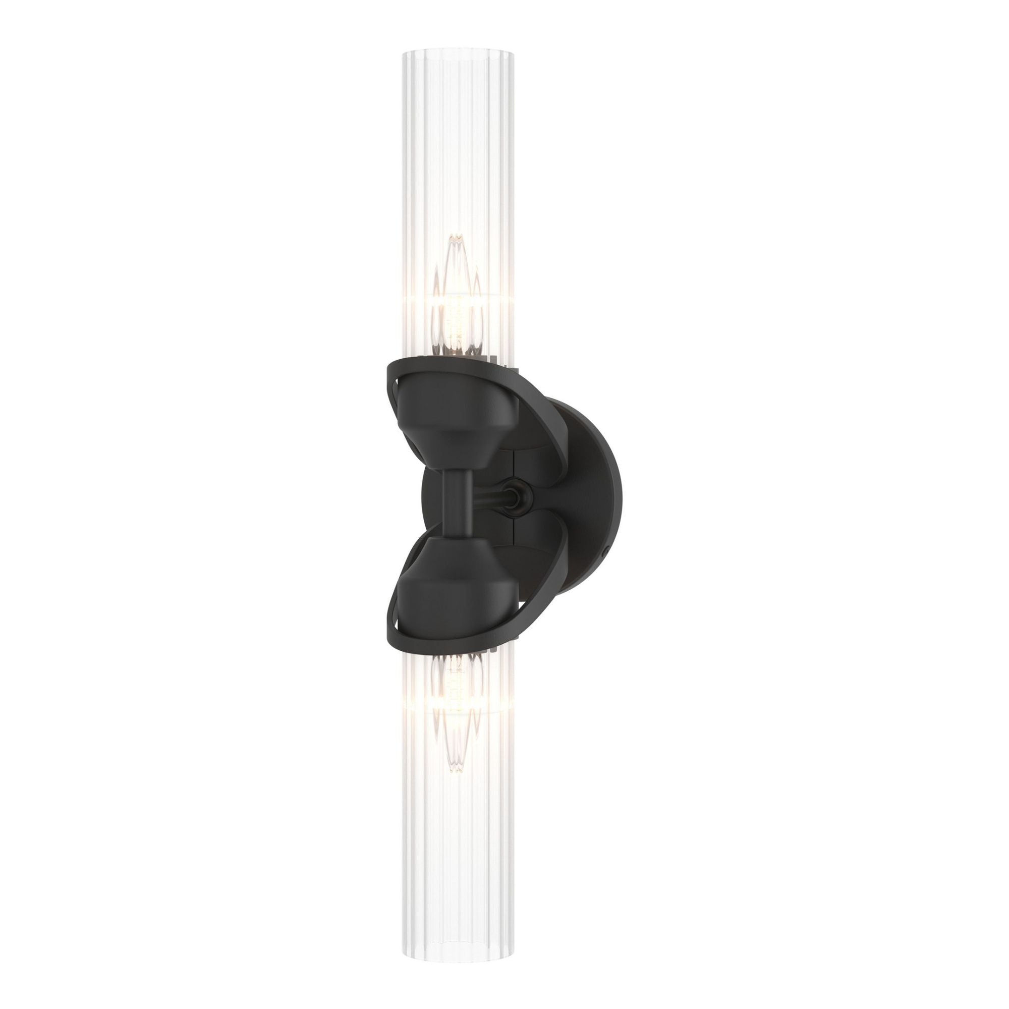 Bow 2-Light Bath Sconce 2-Light Clear Glass (ZM) in Black