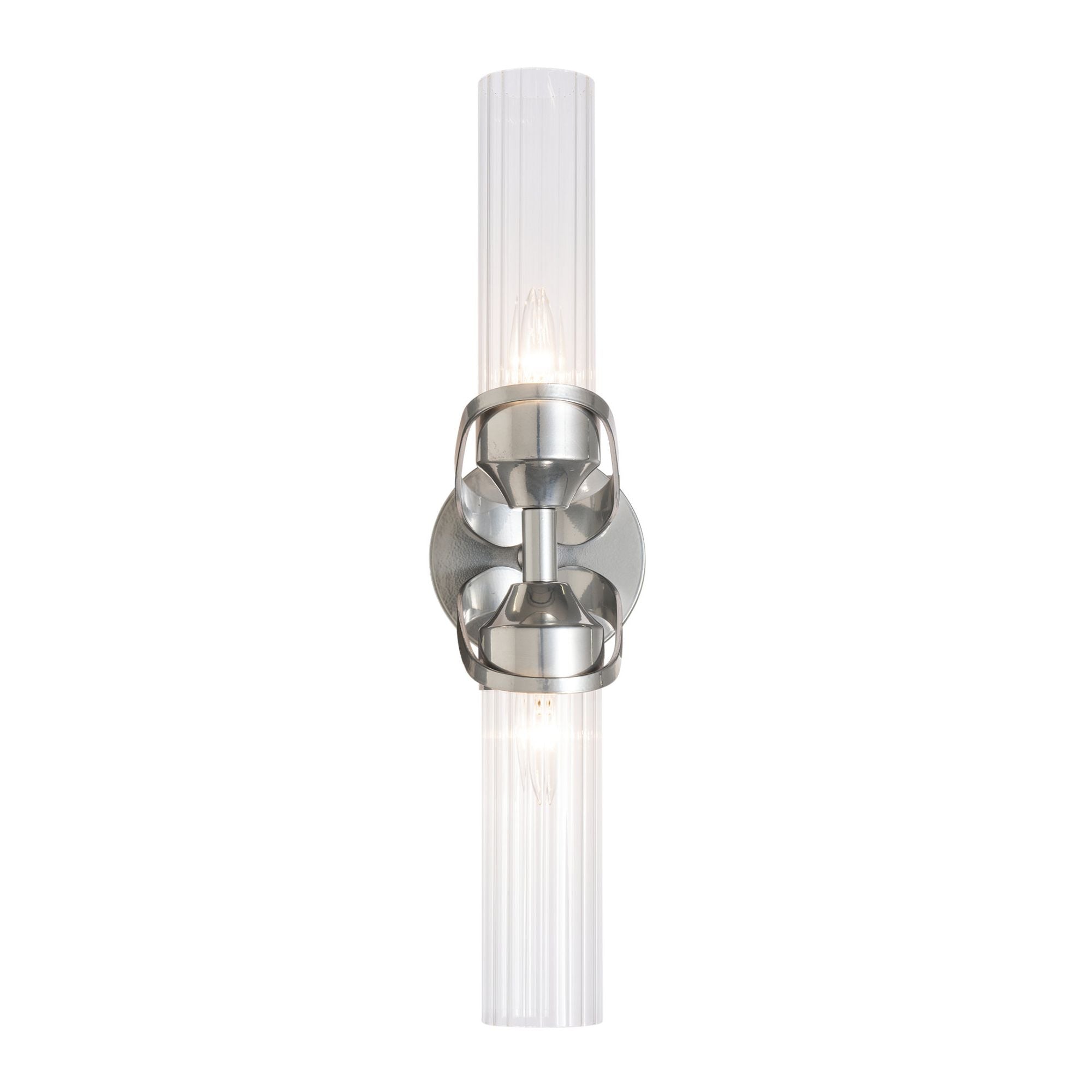 Bow 2-Light Bath Sconce 2-Light Clear Glass (ZM) in Sterling
