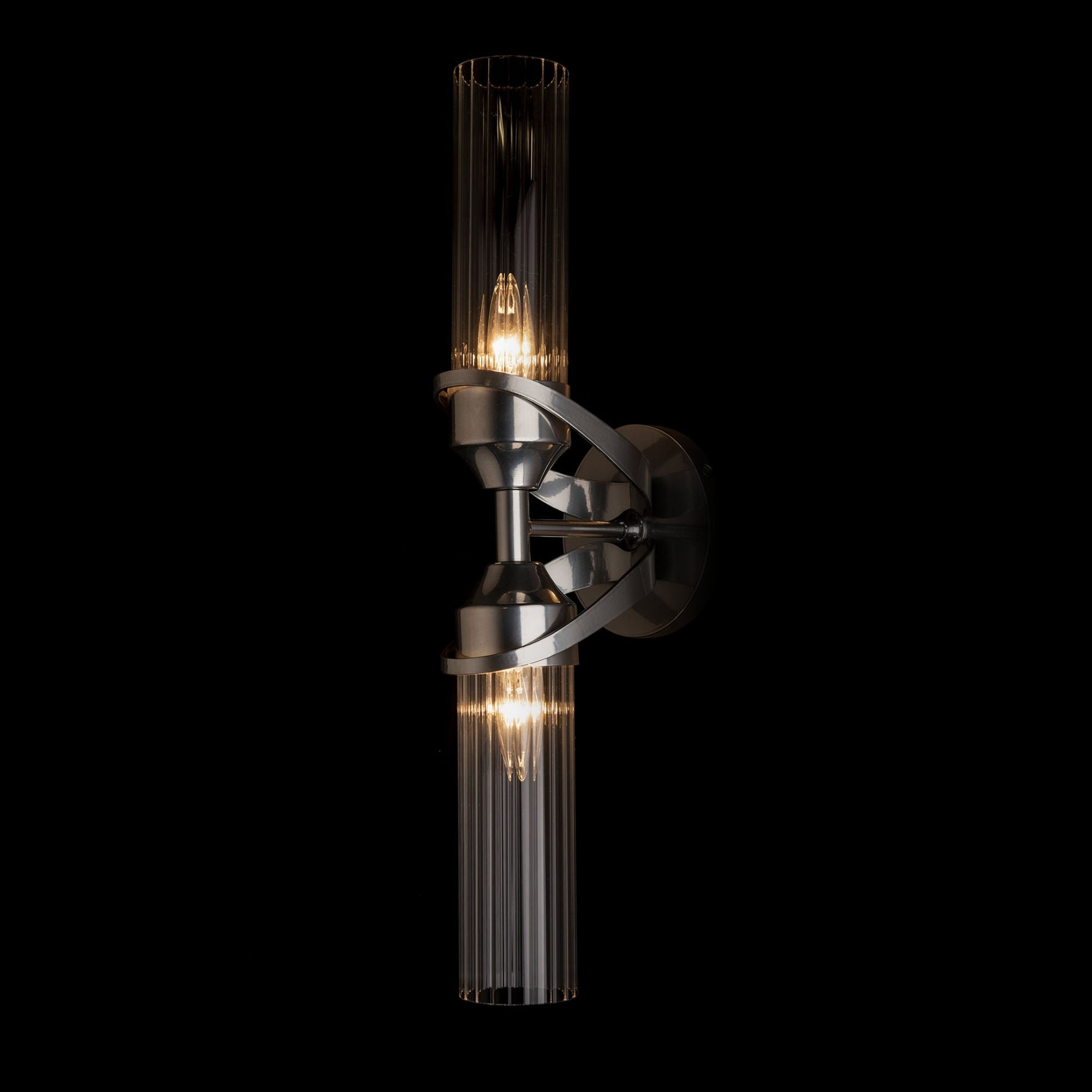 Bow 2-Light Bath Sconce 2-Light Clear Glass (ZM) in Sterling
