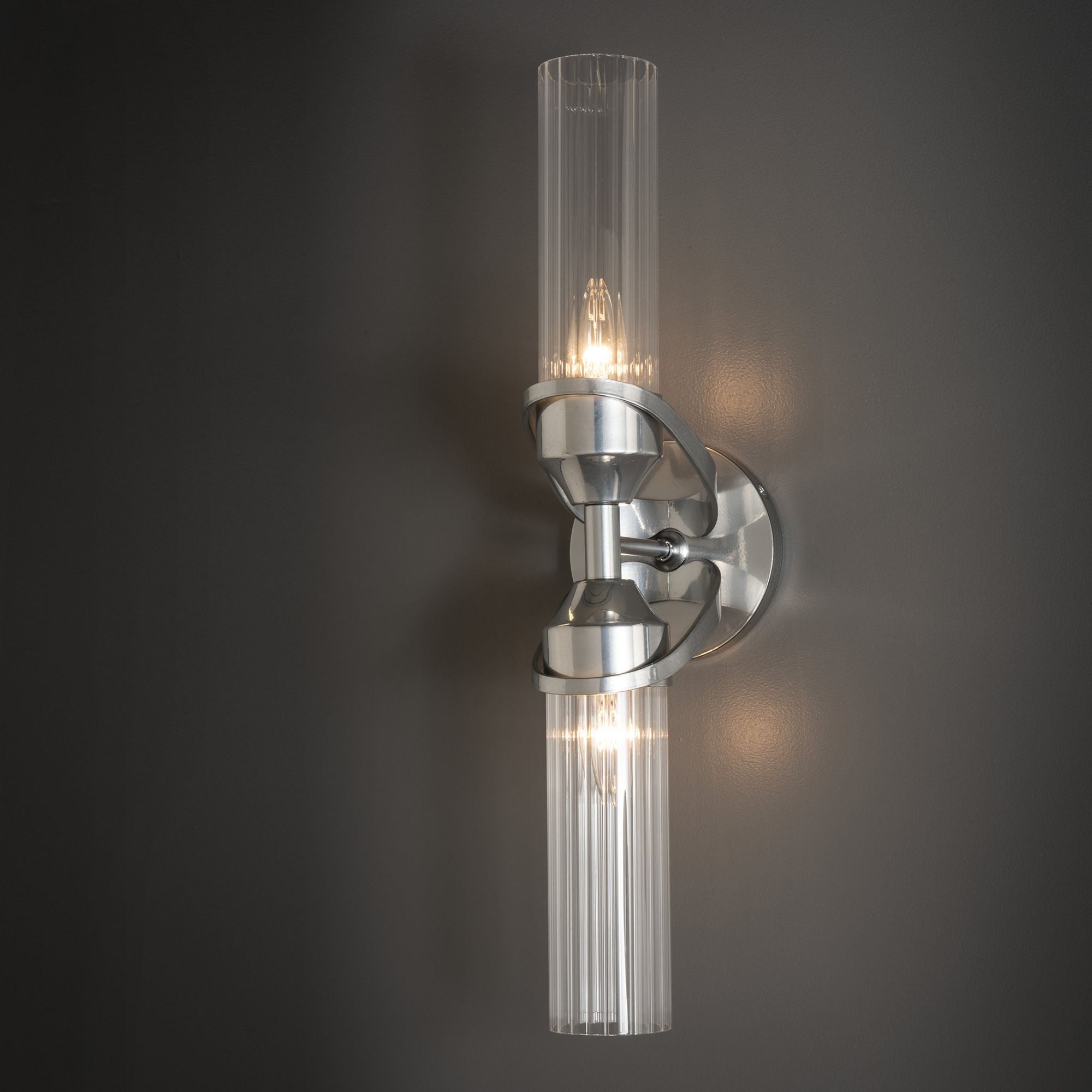 Bow 2-Light Bath Sconce 2-Light Clear Glass (ZM) in Sterling