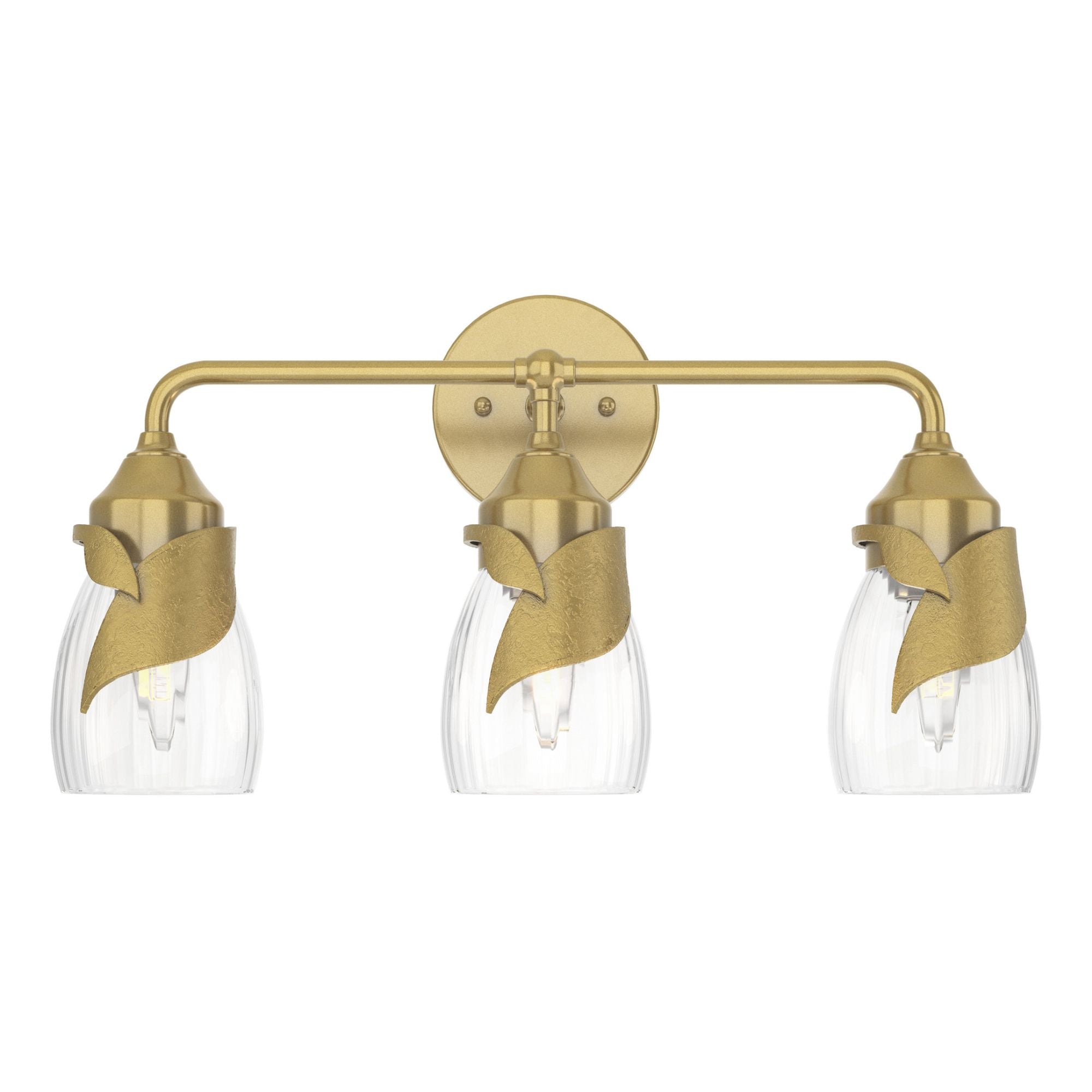 Lapas Water Glass 3-Light Bath Sconce 3-Light Water Glass (LL) in Modern Brass