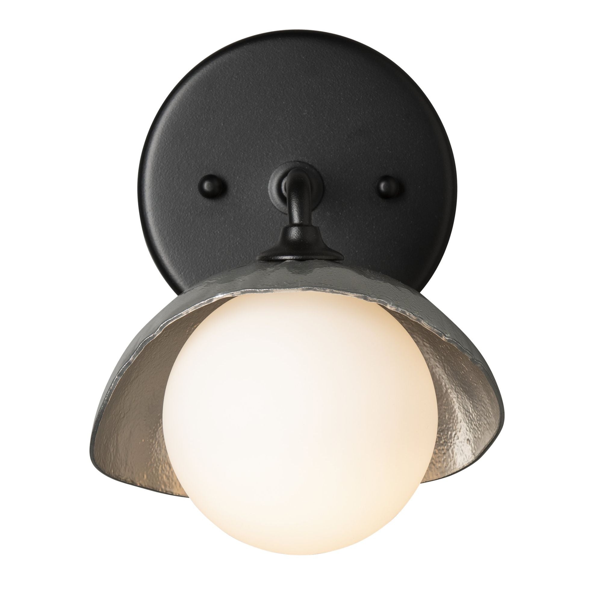 Brooklyn 1-Light Single Shade Bath Sconce 1-Light Sterling Accent Opal Glass (GG) in Black